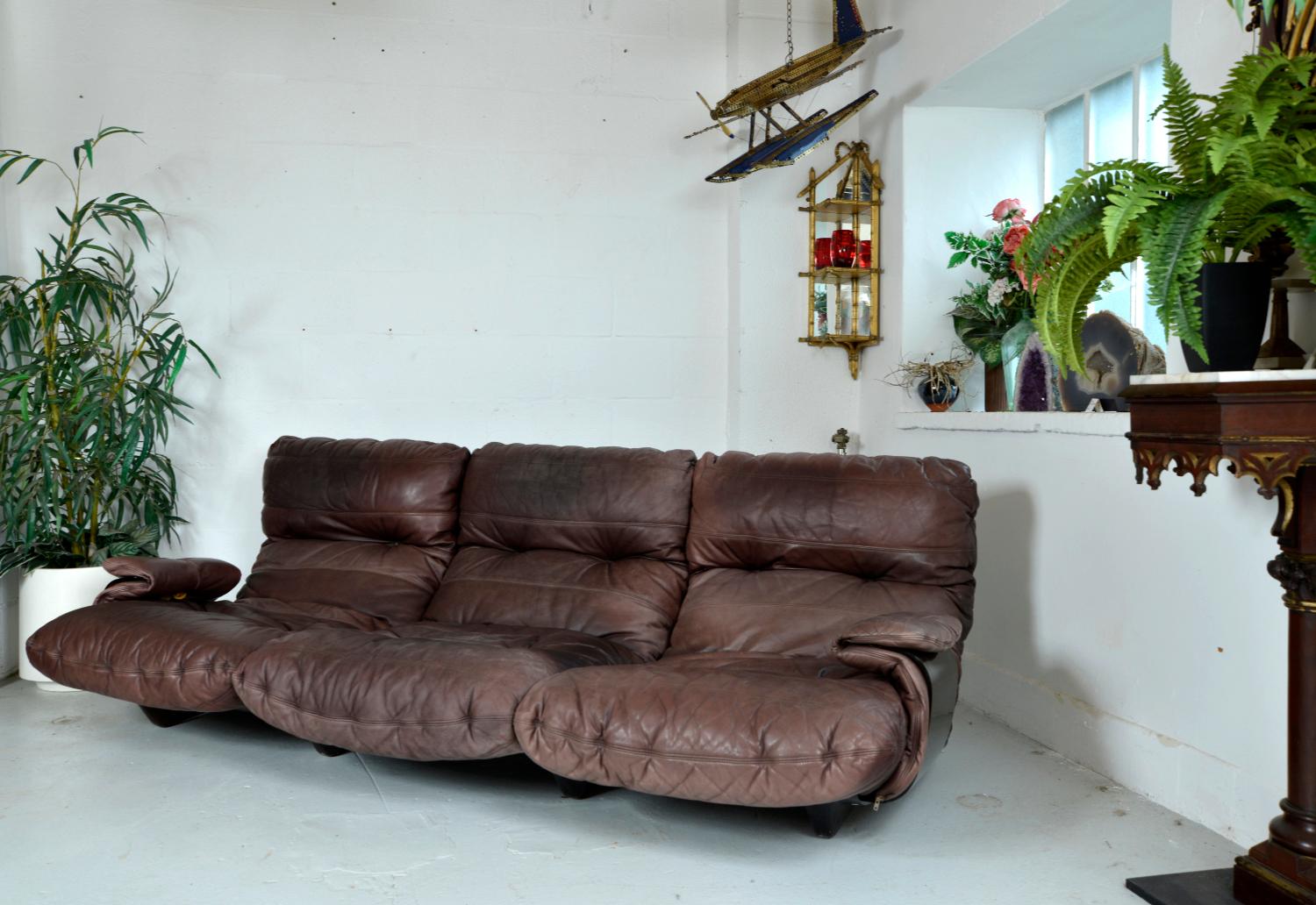 1970er Leder Ligne Roset Marsala Lounge 3-Sitzer Sofa von Michel Ducaroy Französisch im Angebot 3