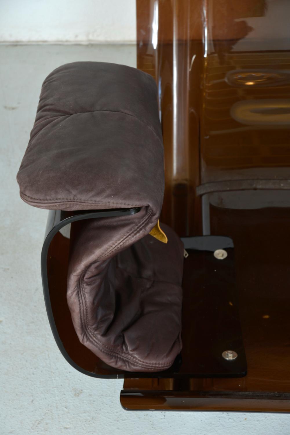1970s Leather Ligne Roset Marsala Lounge Chair & Ottoman Michel Ducaroy French 14