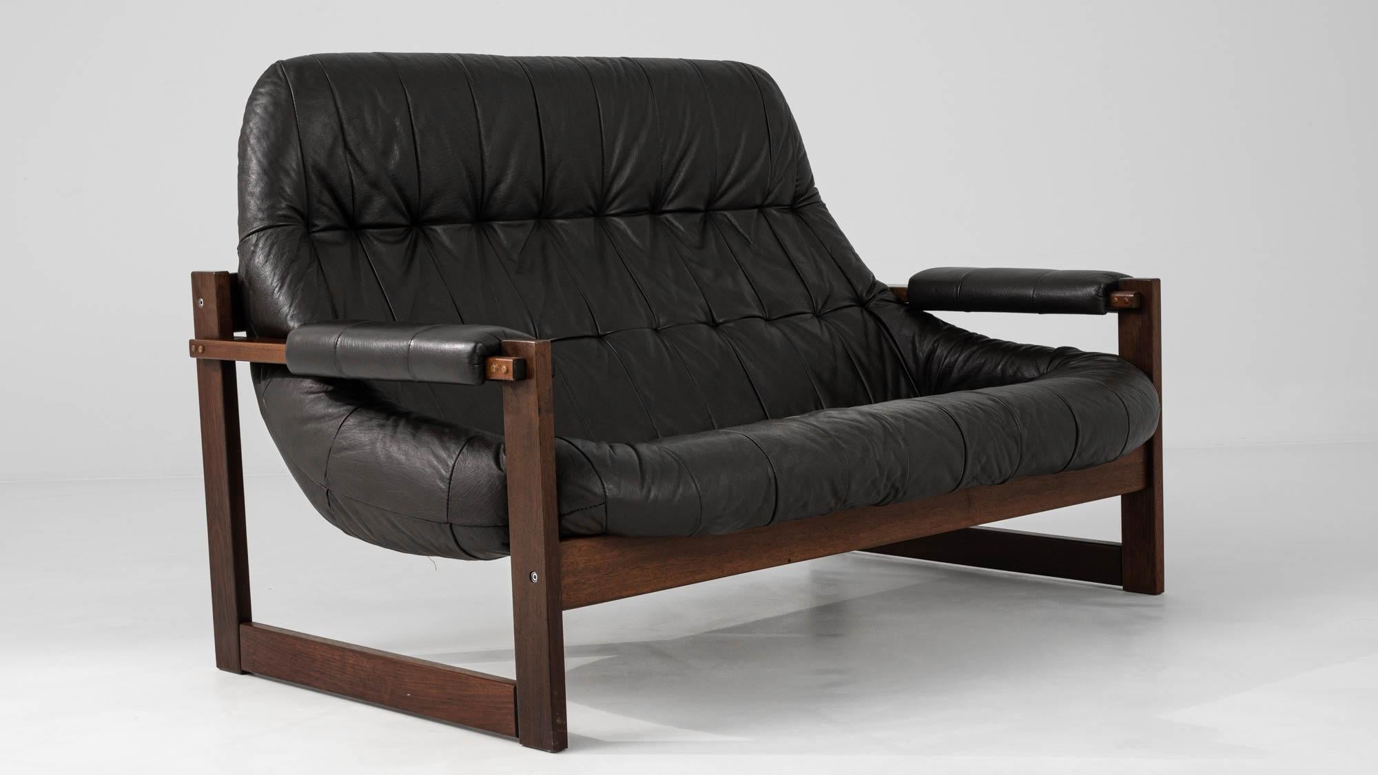 1970s Leather Loveseat by Percival Lafer For Sale 2