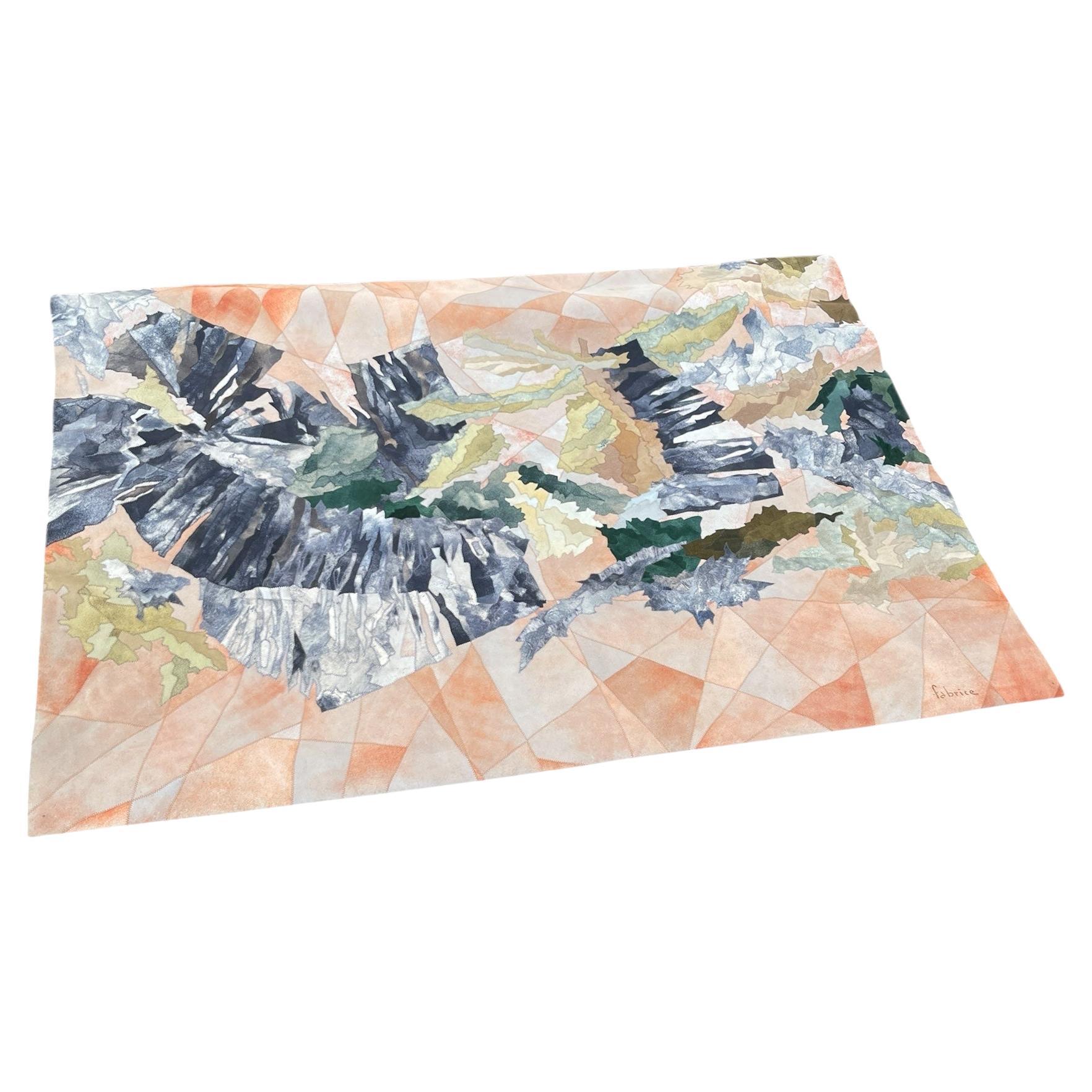 1970
s Leather marquetry tapestry by Fabrice