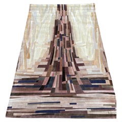 1970
s Leather marquetry tapestry by Fabrice