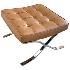 1970s Leather Ottoman in the Style of Mies Van Der Rohe