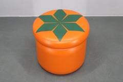 Pouf o sgabello in pelle anni '70, Italia