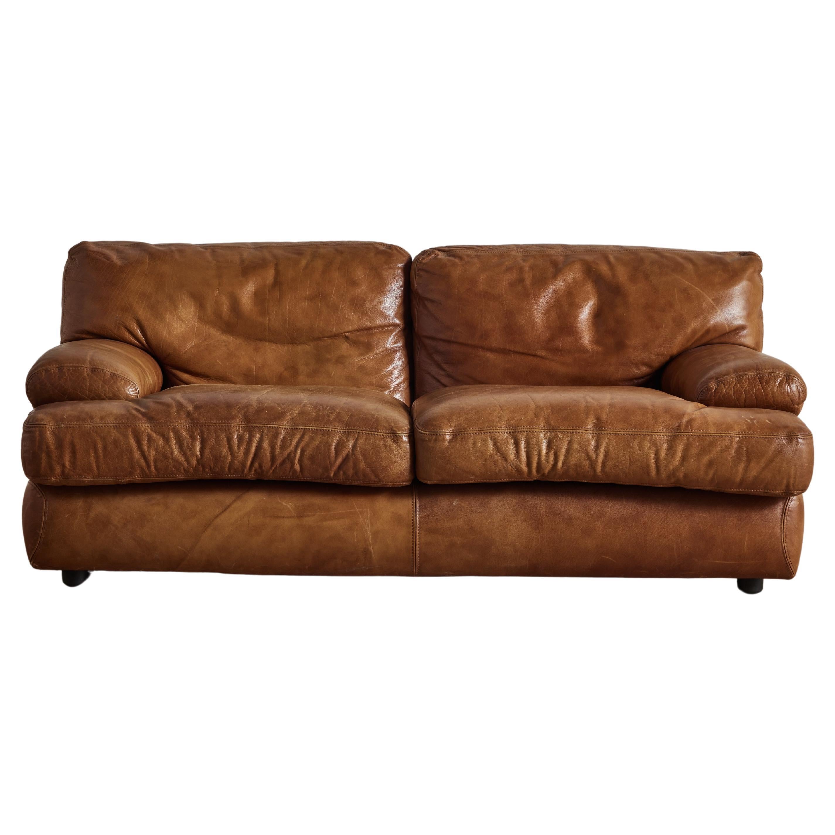 1970s Leather Settee by CAP