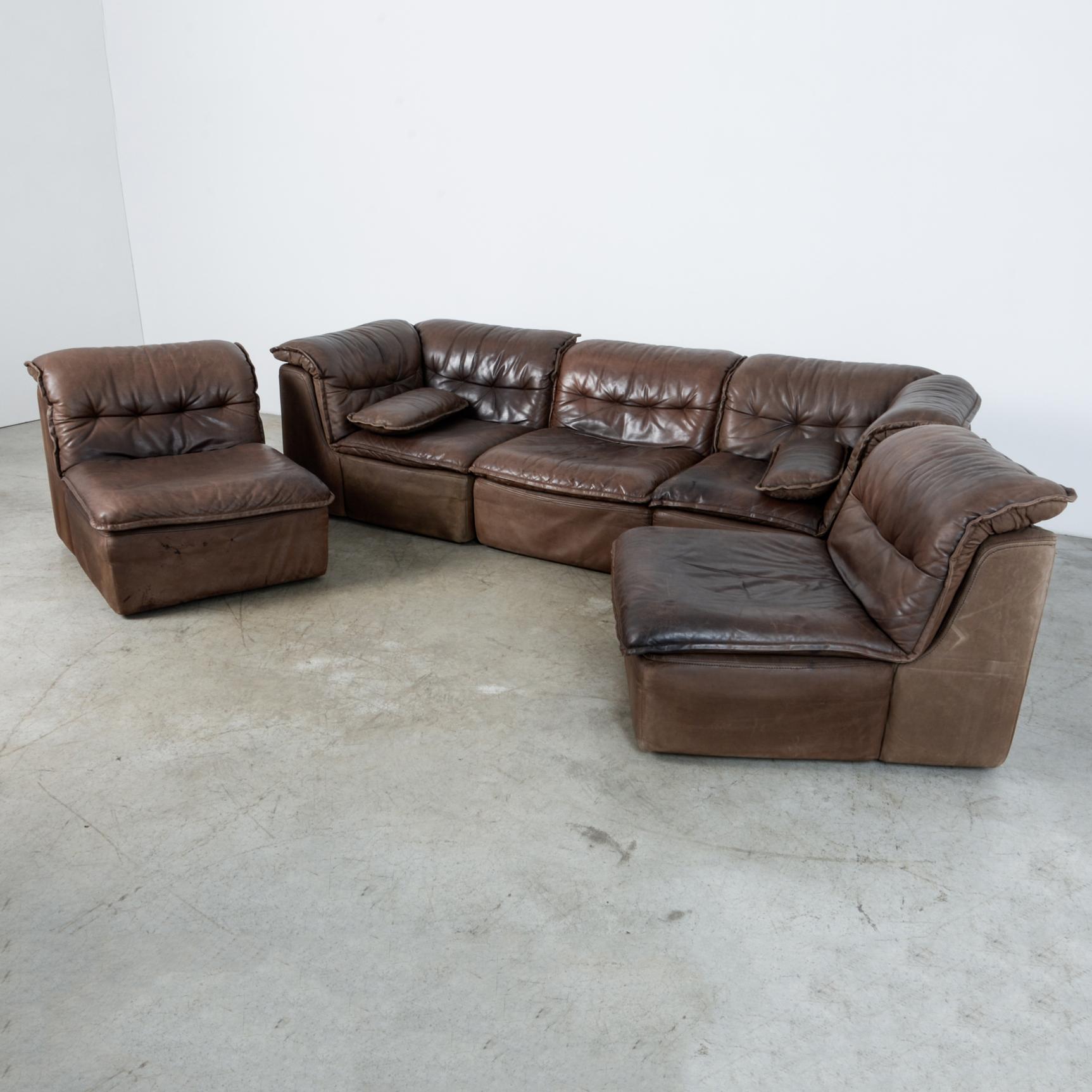 German 1970s Leather Sofa Set
