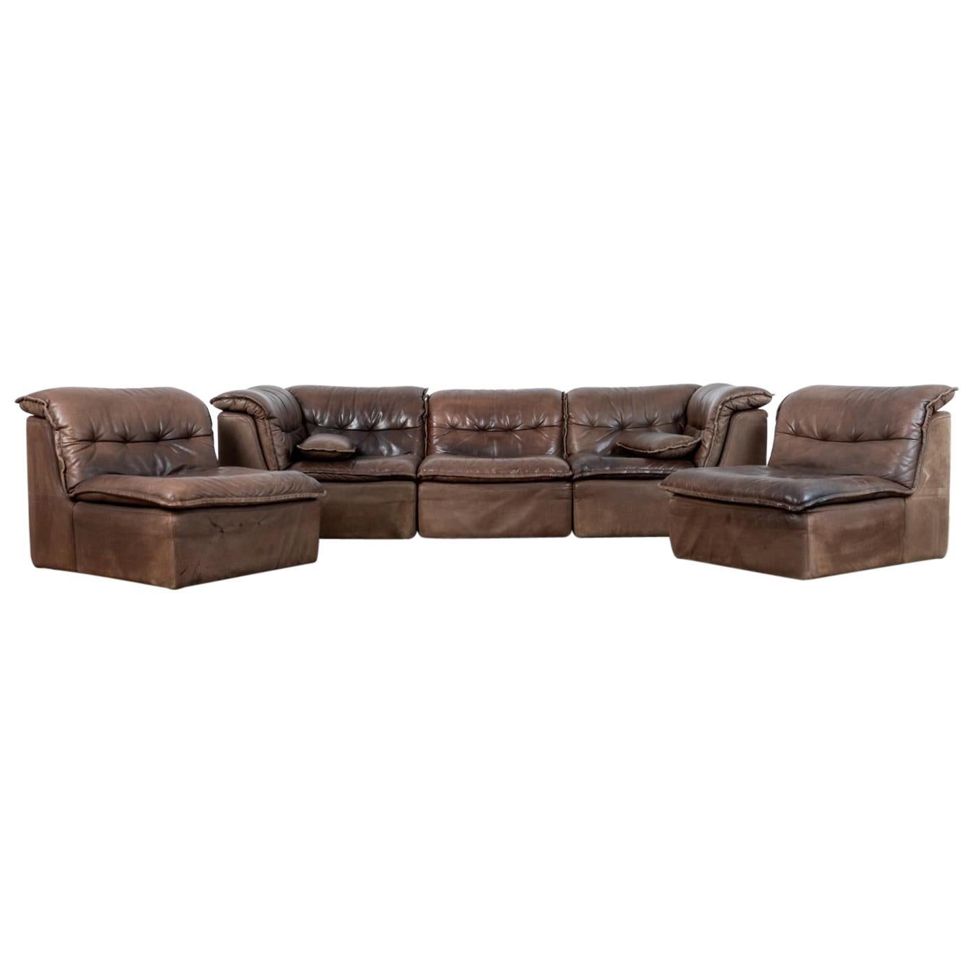 1970s Leather Sofa Set