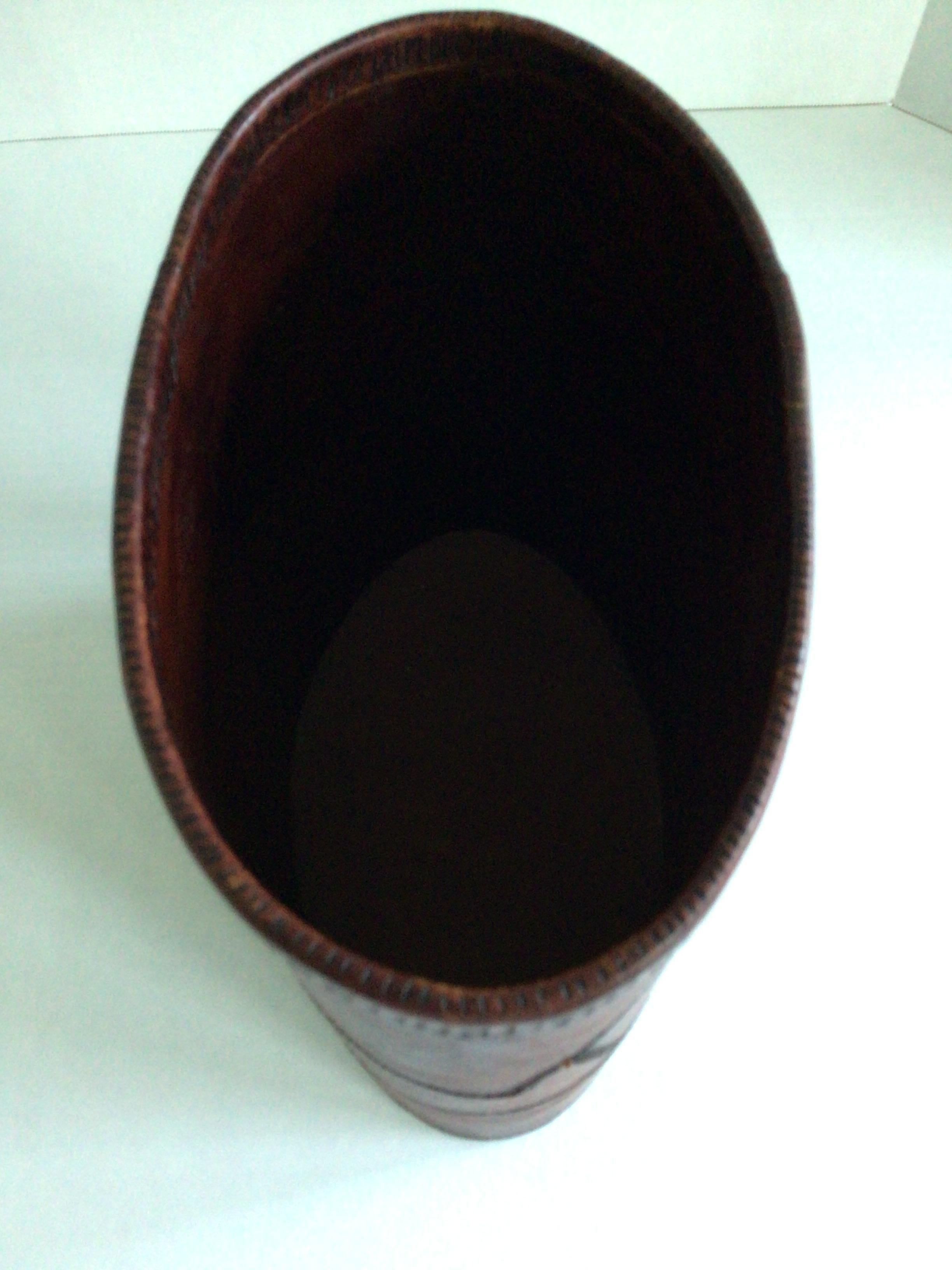 Cestino anni '70 in pelle Stitch by Stitch in vendita 3