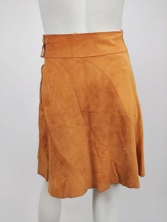 1970s Leather Suede Spiral Mini Skirt