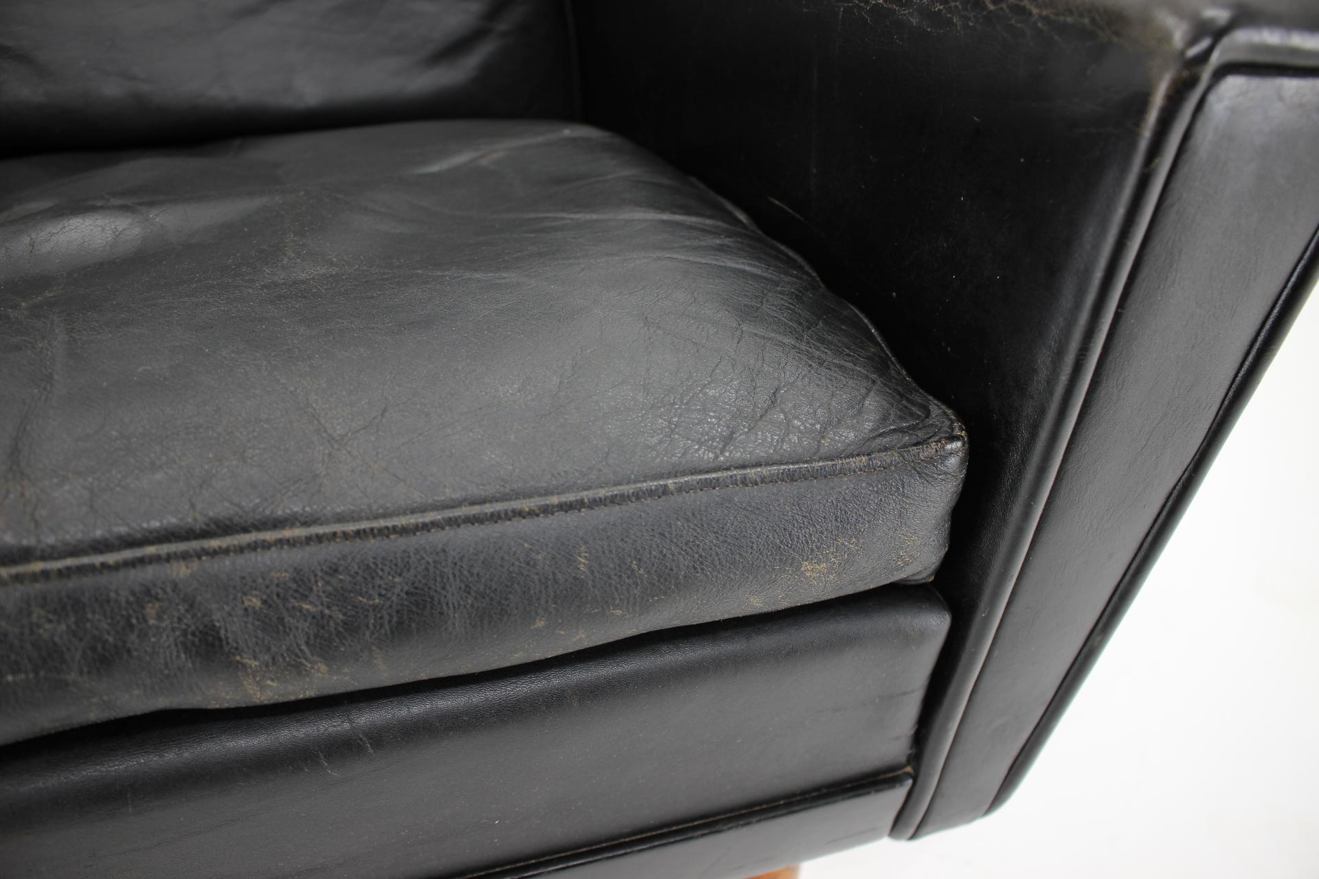Late 20th Century 1970s Leather Wingback Lounge Chair, Denmark For Sale