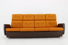 1970's Leatherette and Fabric 4-Seater Sofa, Czechoslovakia