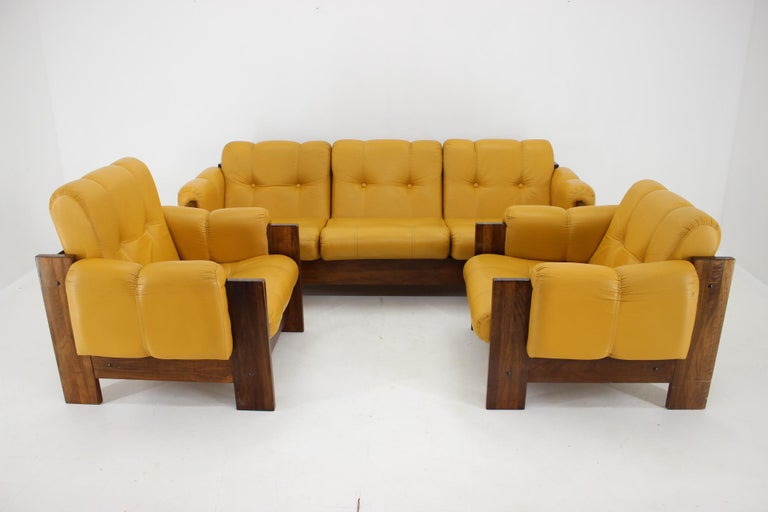 Faux Leather 1970s Leatherette Living Room Set, Czechoslovakia For Sale
