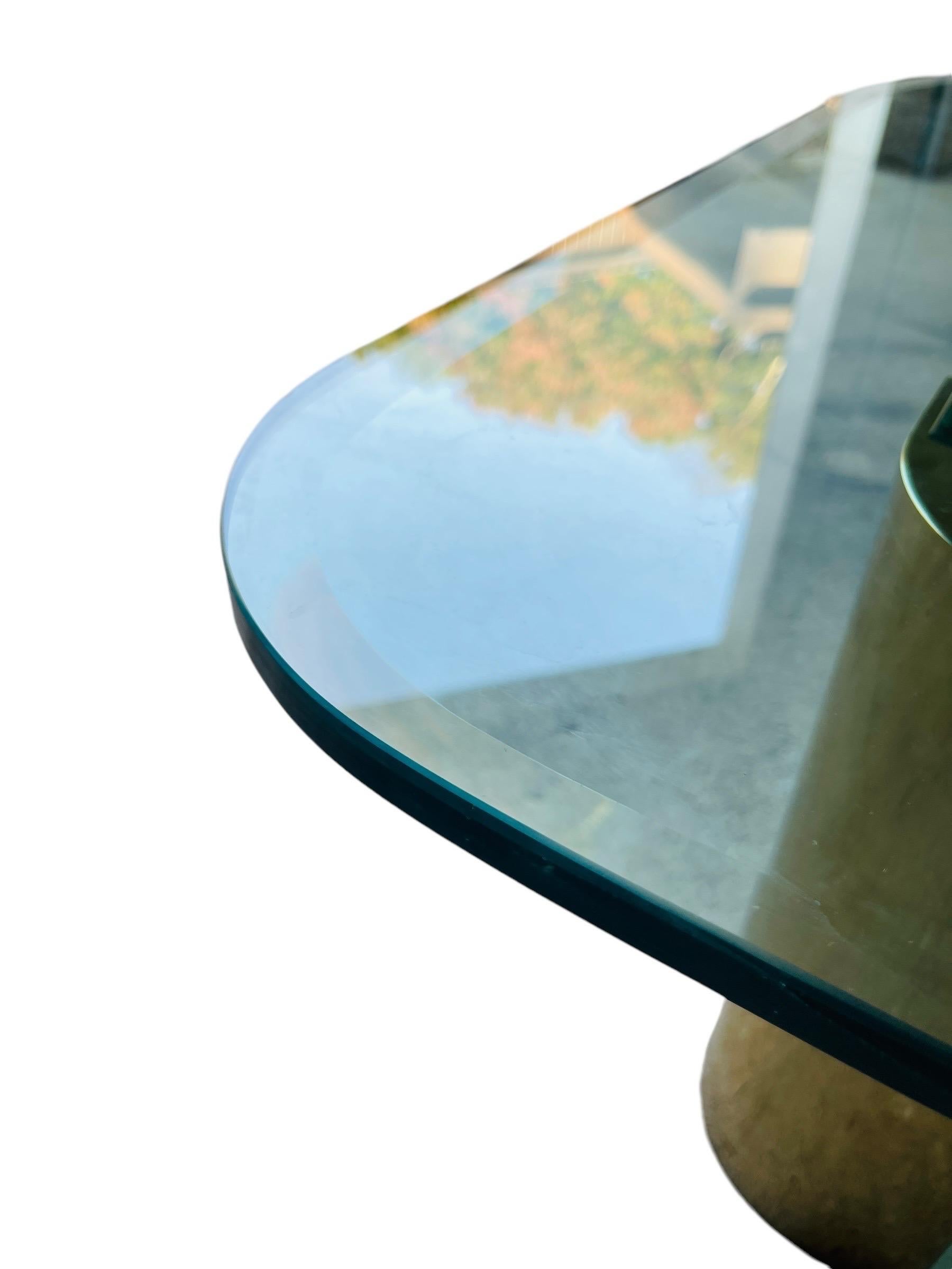 American 1970s Leon Rosen Glass & Brass Coffee Table - Pace Collection