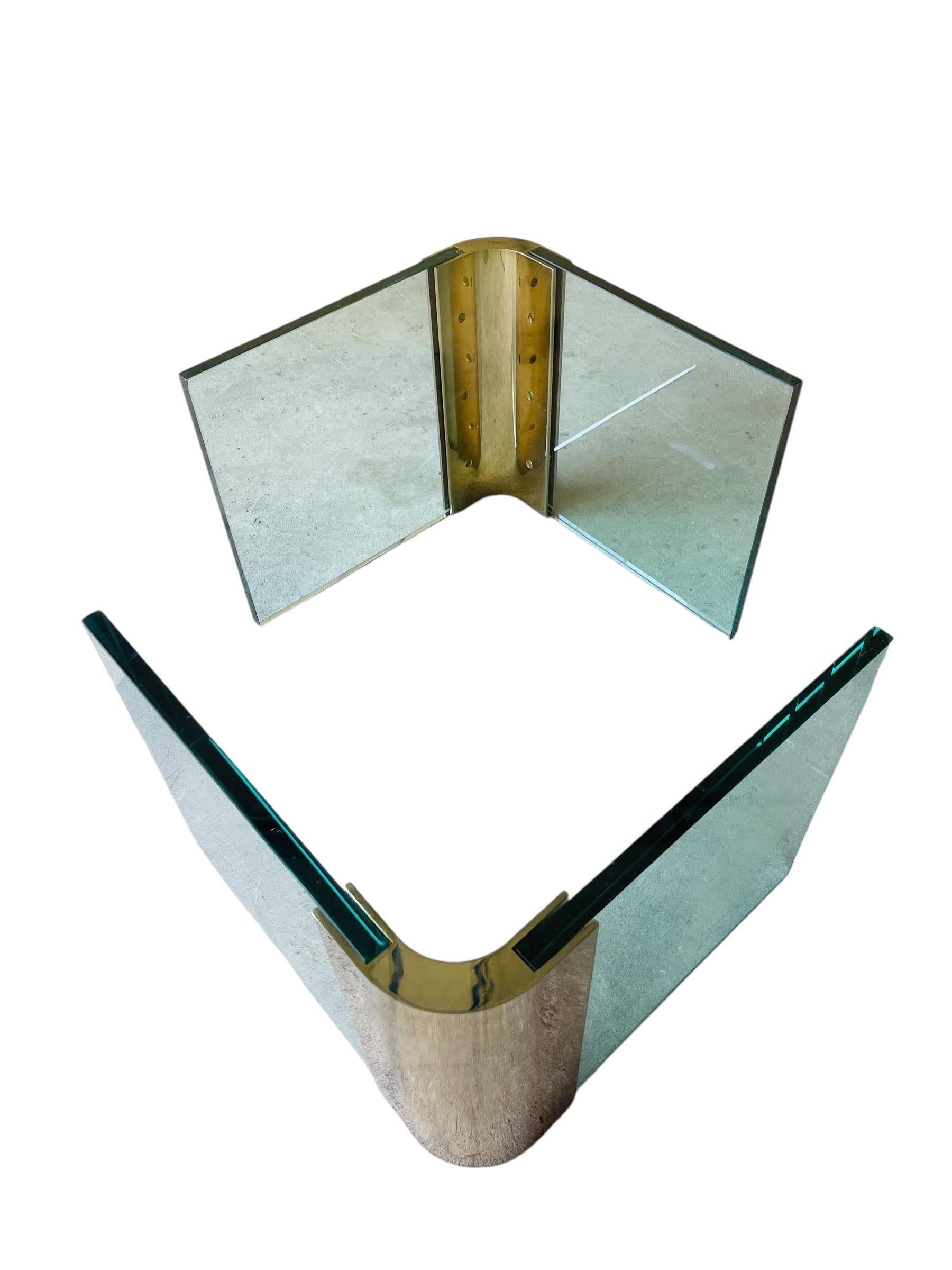 1970s Leon Rosen Glass & Brass Coffee Table - Pace Collection In Good Condition In Brooklyn, NY