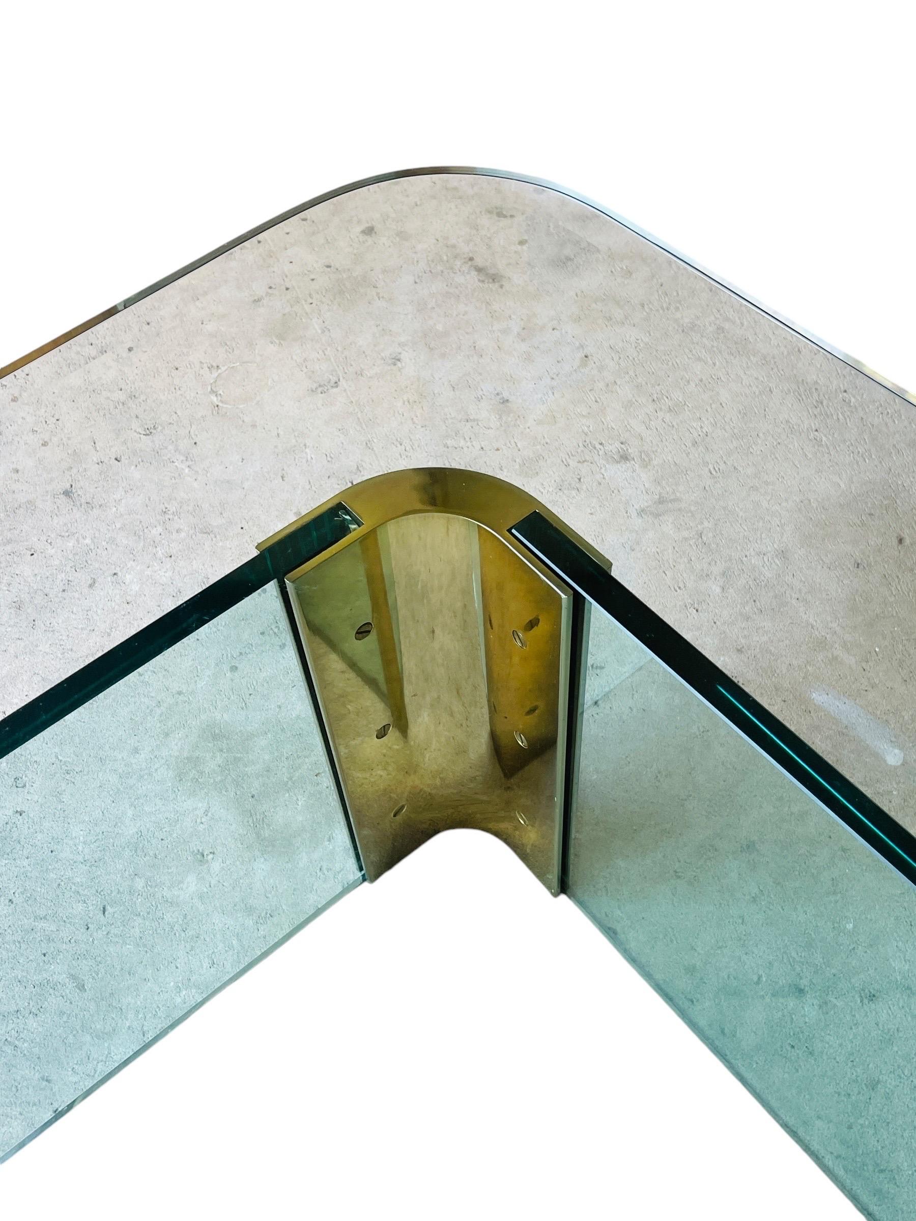 1970s Leon Rosen Glass & Brass Coffee Table - Pace Collection 3