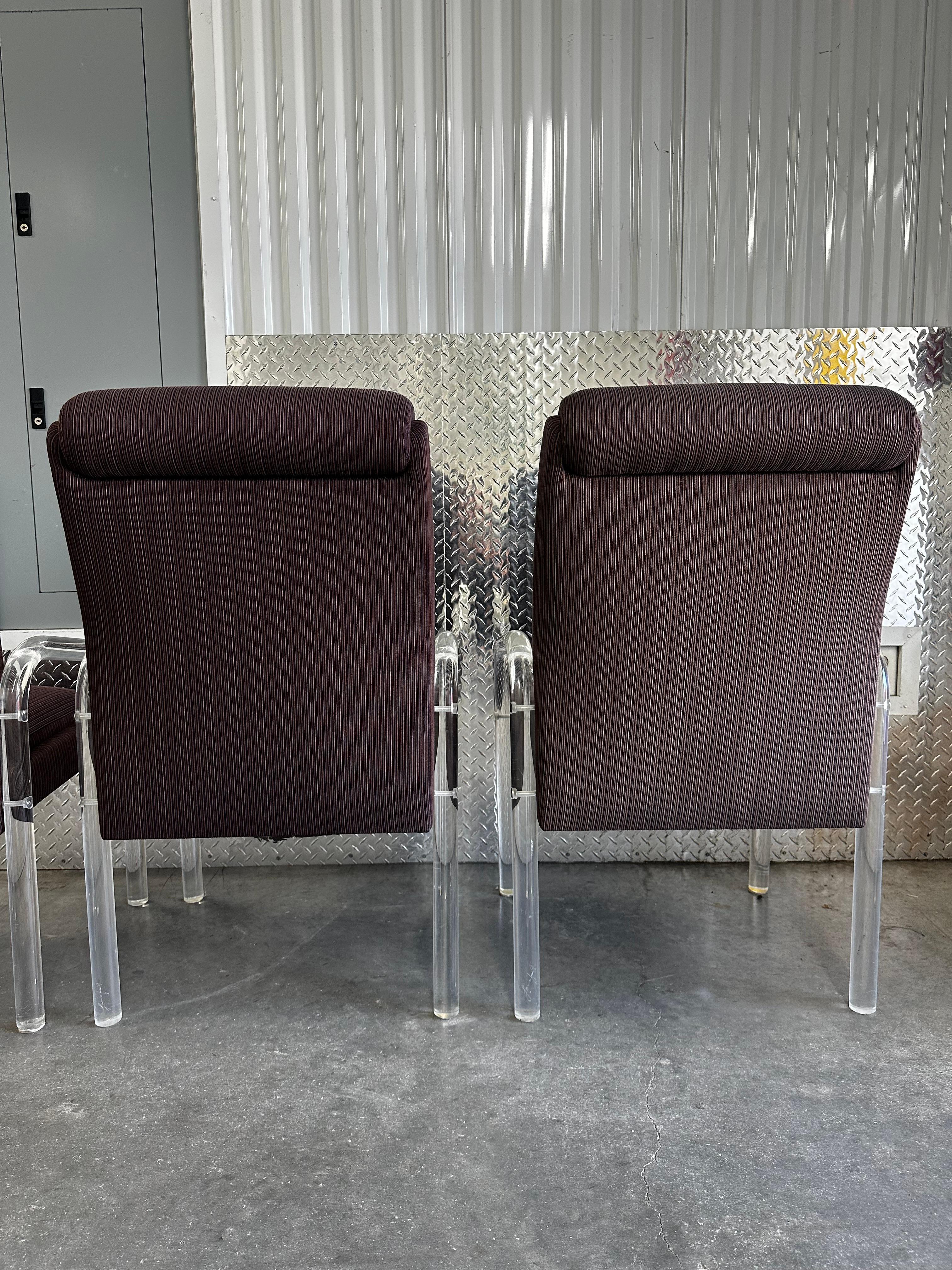 1970s Leon Rosen Pace Collection Eggplant Purple Lucite Dining Chairs Set of 4 For Sale 3