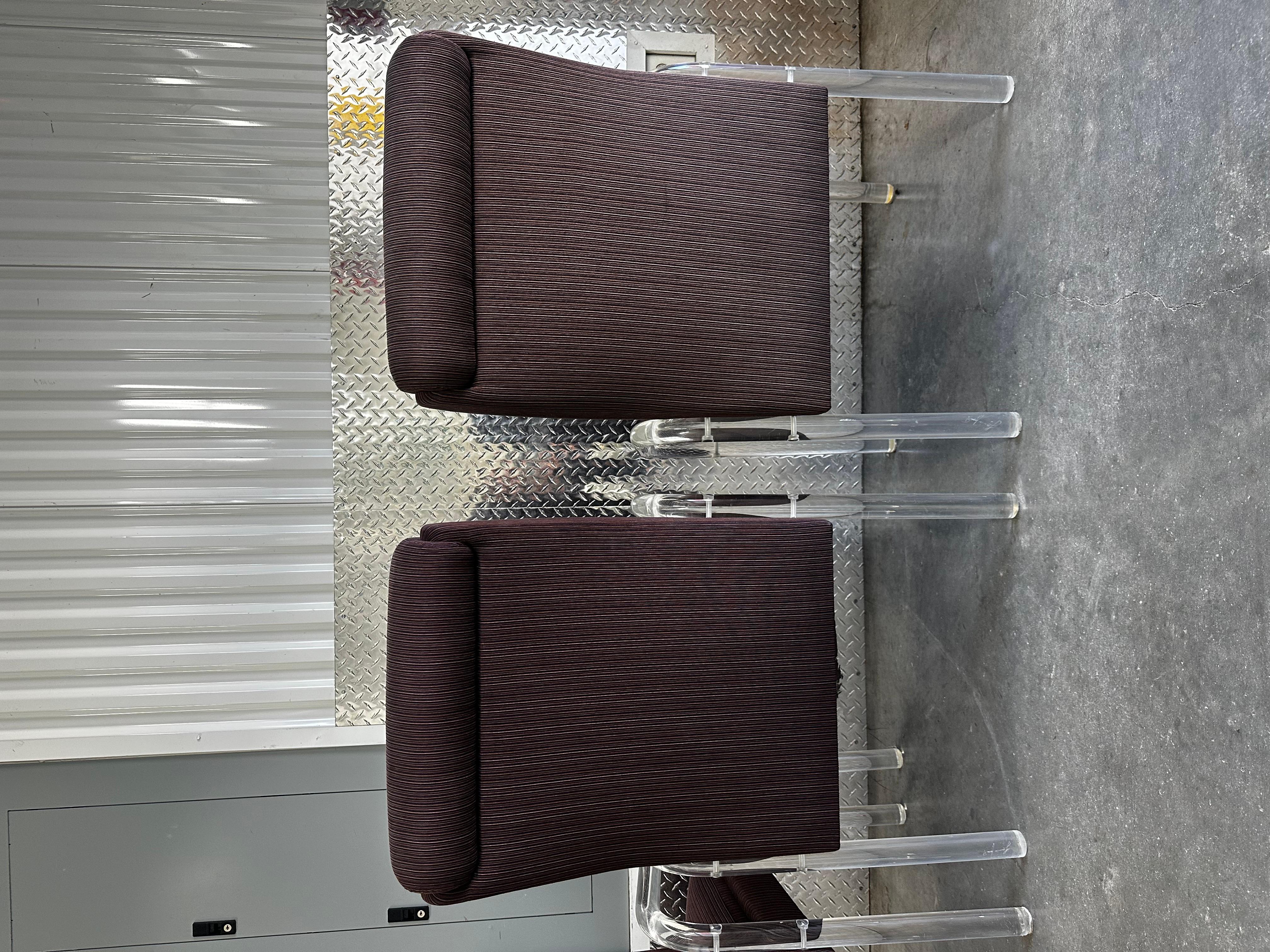 1970s Leon Rosen Pace Collection Eggplant Purple Lucite Dining Chairs Set of 4 For Sale 3