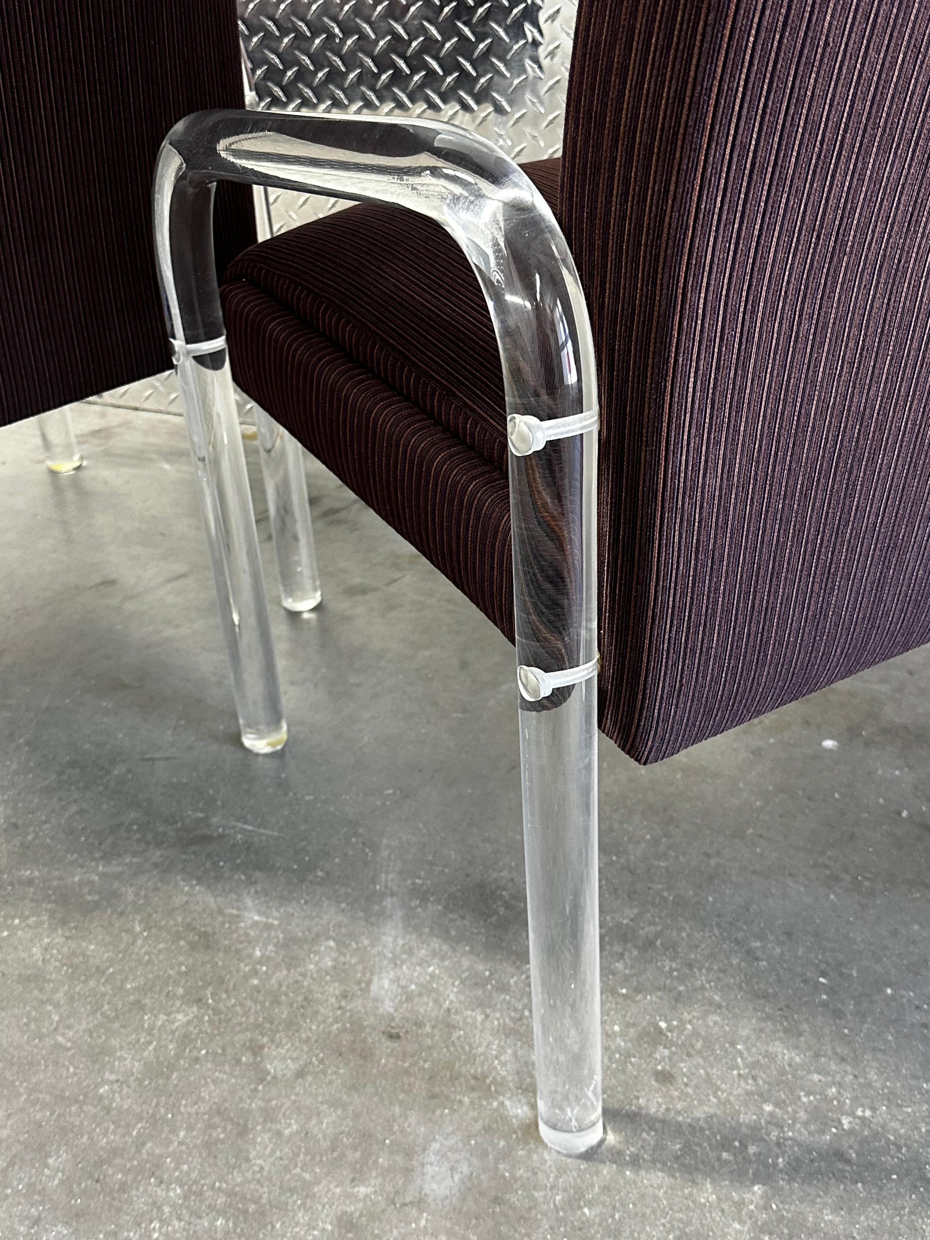 1970s Leon Rosen Pace Collection Eggplant Purple Lucite Dining Chairs Set of 4 For Sale 4