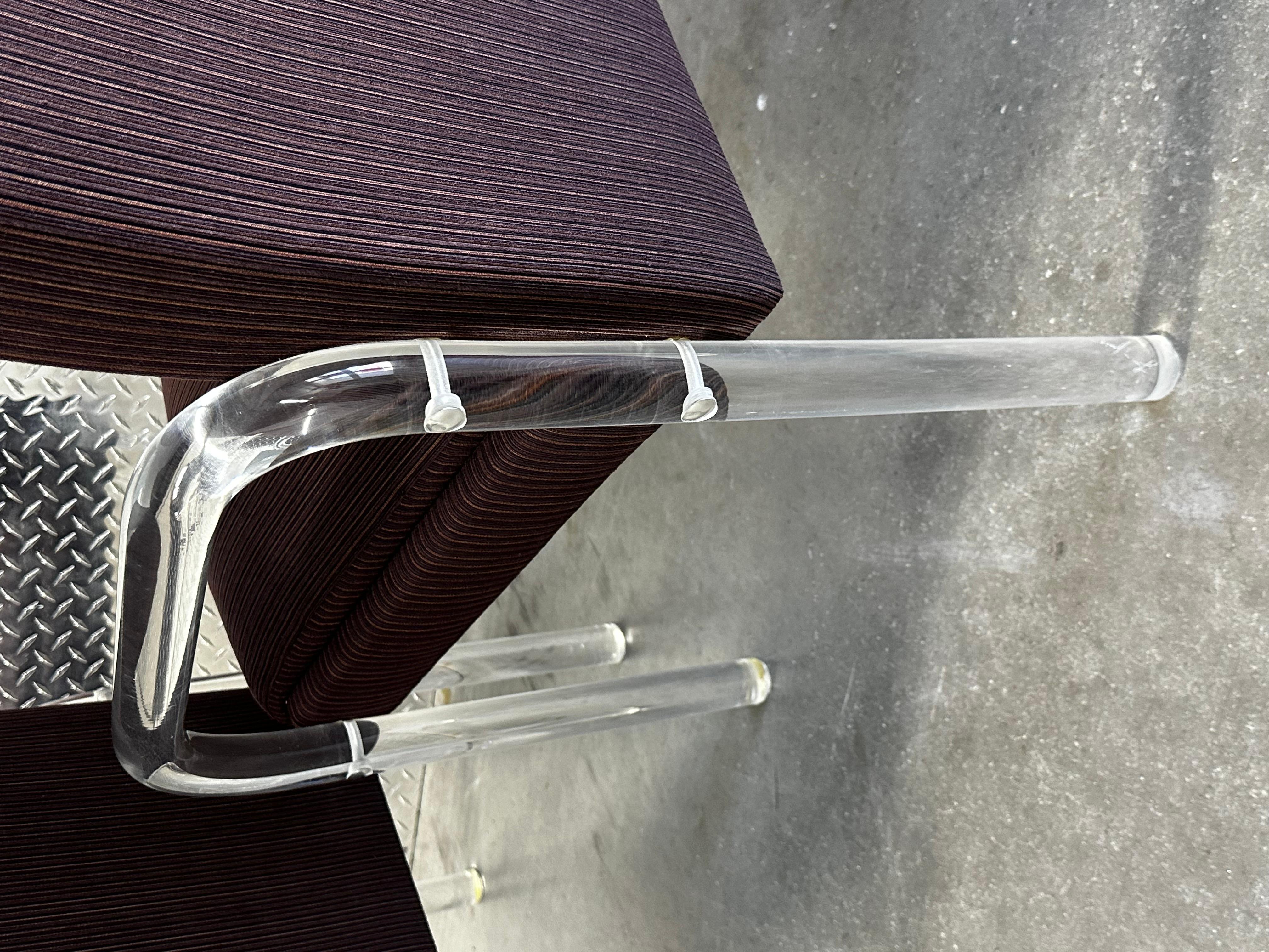 1970s Leon Rosen Pace Collection Eggplant Purple Lucite Dining Chairs Set of 4 For Sale 4