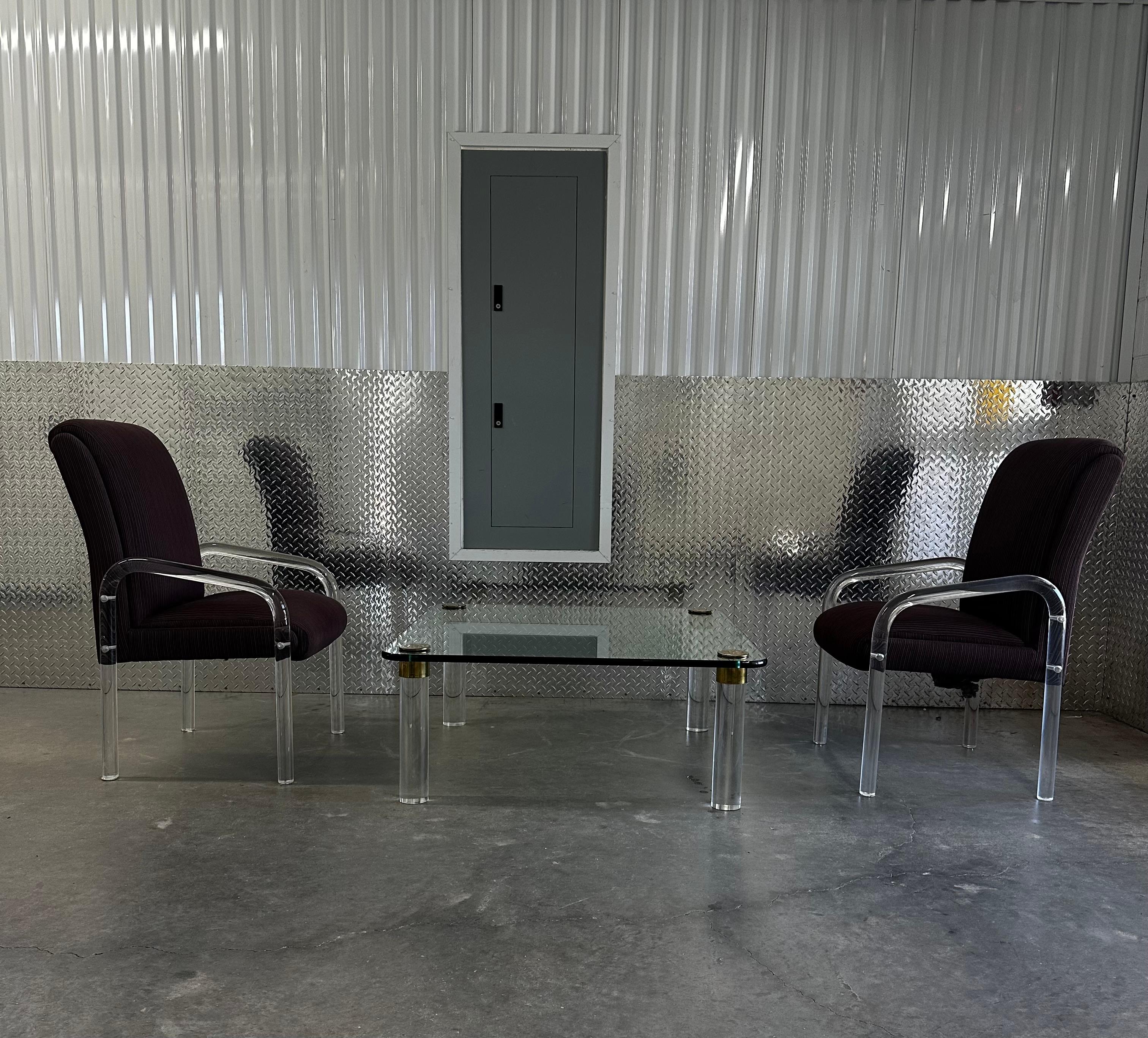 1970s Leon Rosen Pace Collection Eggplant Purple Lucite Dining Chairs Set of 4 For Sale 7