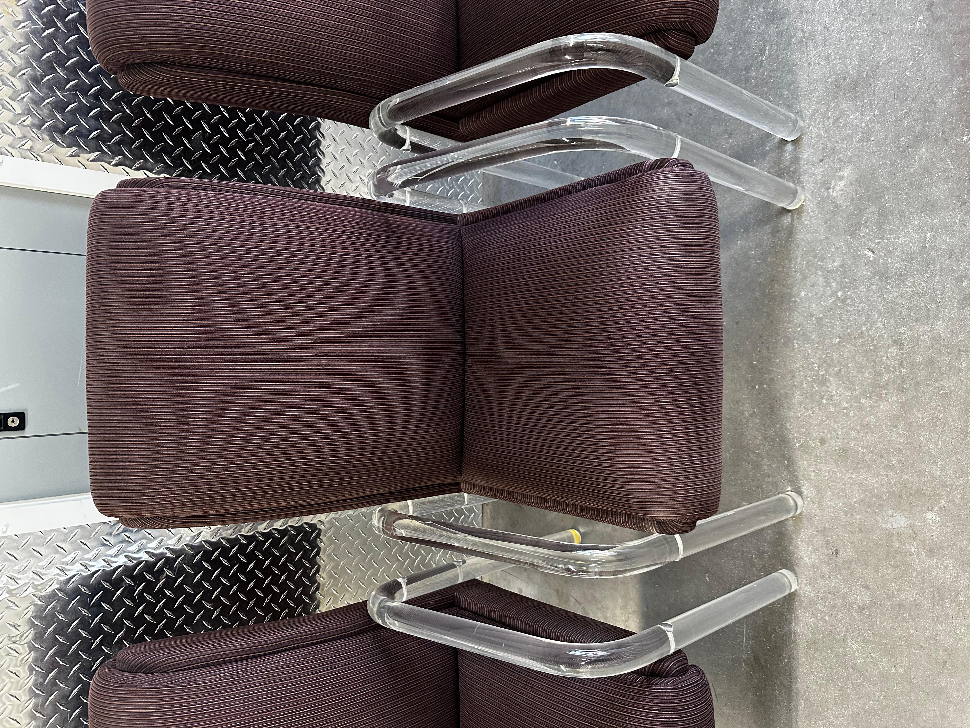 1970s Leon Rosen Pace Collection Eggplant Purple Lucite Dining Chairs Set of 4 For Sale 8