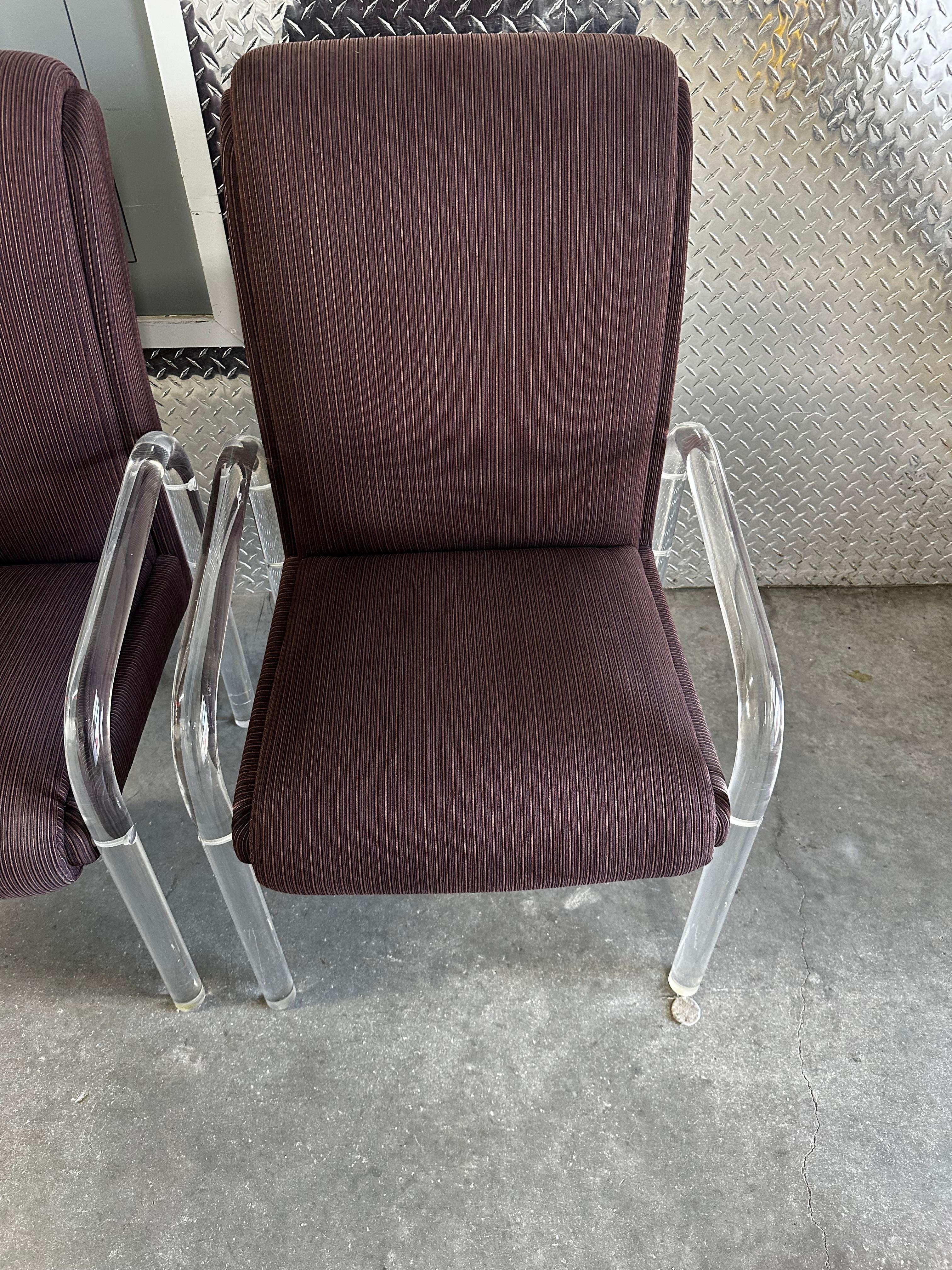 1970s Leon Rosen Pace Collection Eggplant Purple Lucite Dining Chairs Set of 4 For Sale 10