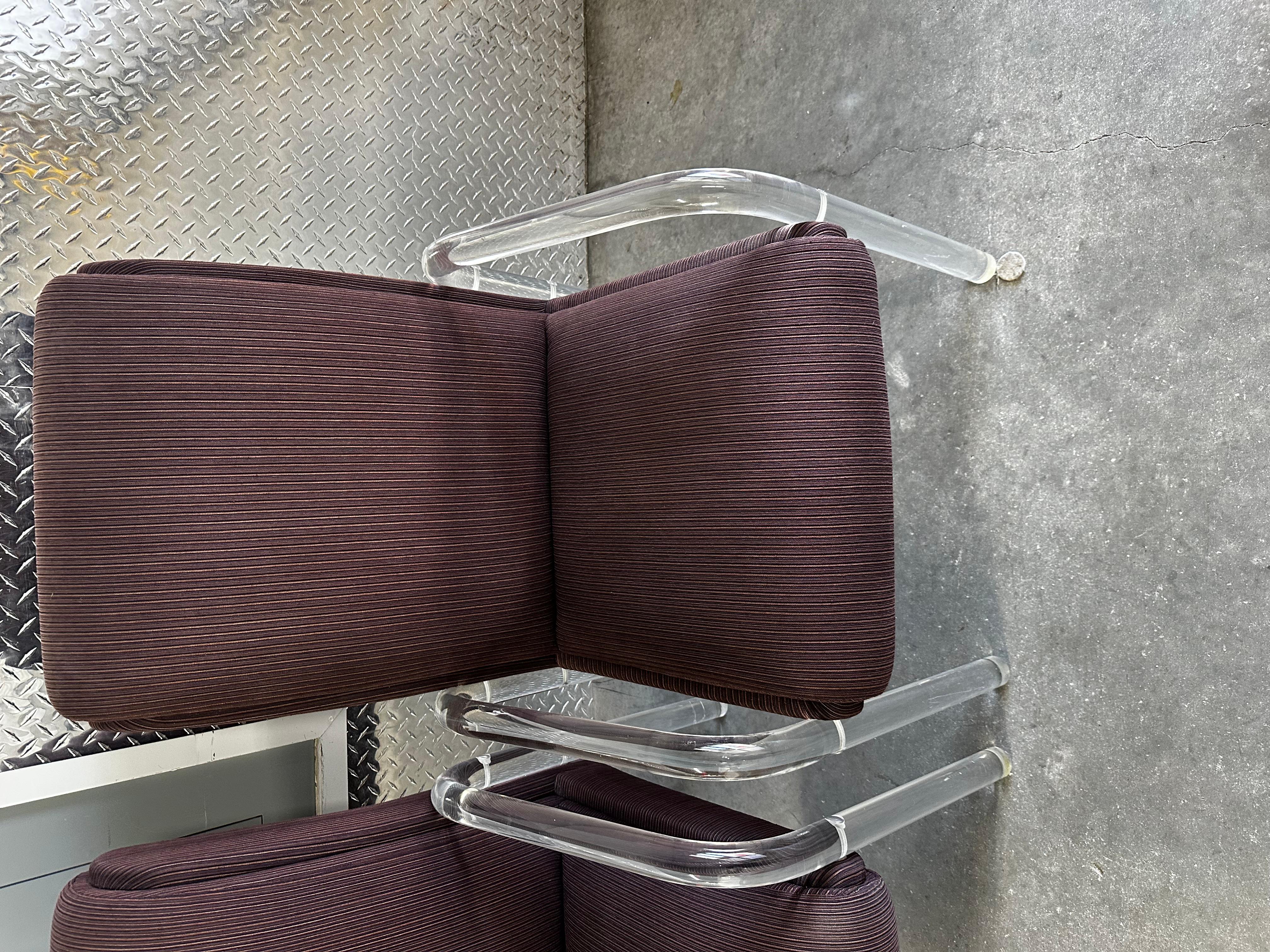 1970s Leon Rosen Pace Collection Eggplant Purple Lucite Dining Chairs Set of 4 For Sale 10