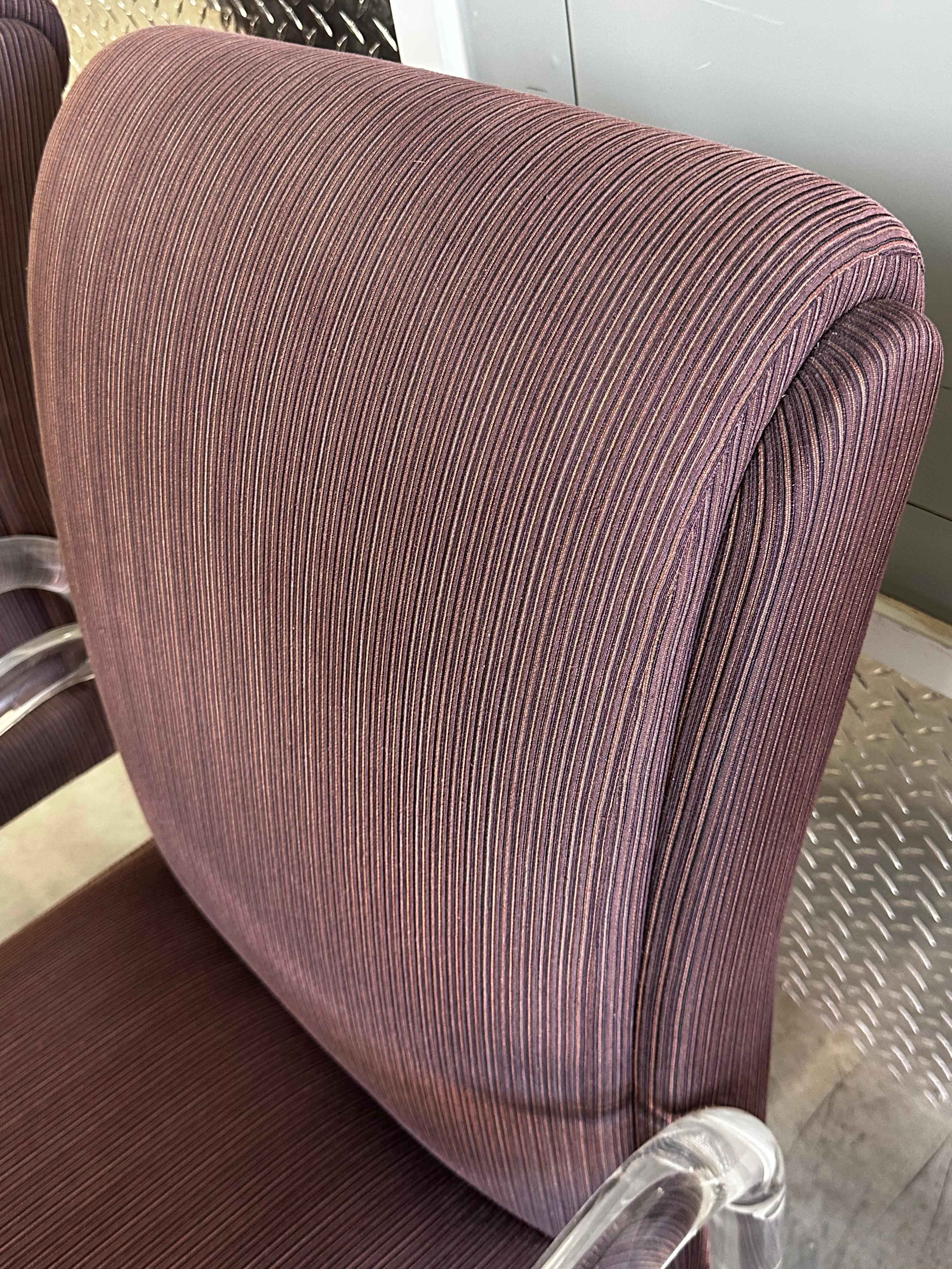 1970s Leon Rosen Pace Collection Eggplant Purple Lucite Dining Chairs Set of 4 For Sale 11