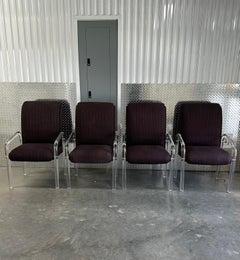 1970s Leon Rosen Pace Collection Eggplant Purple Lucite Dining Chairs Set of 4