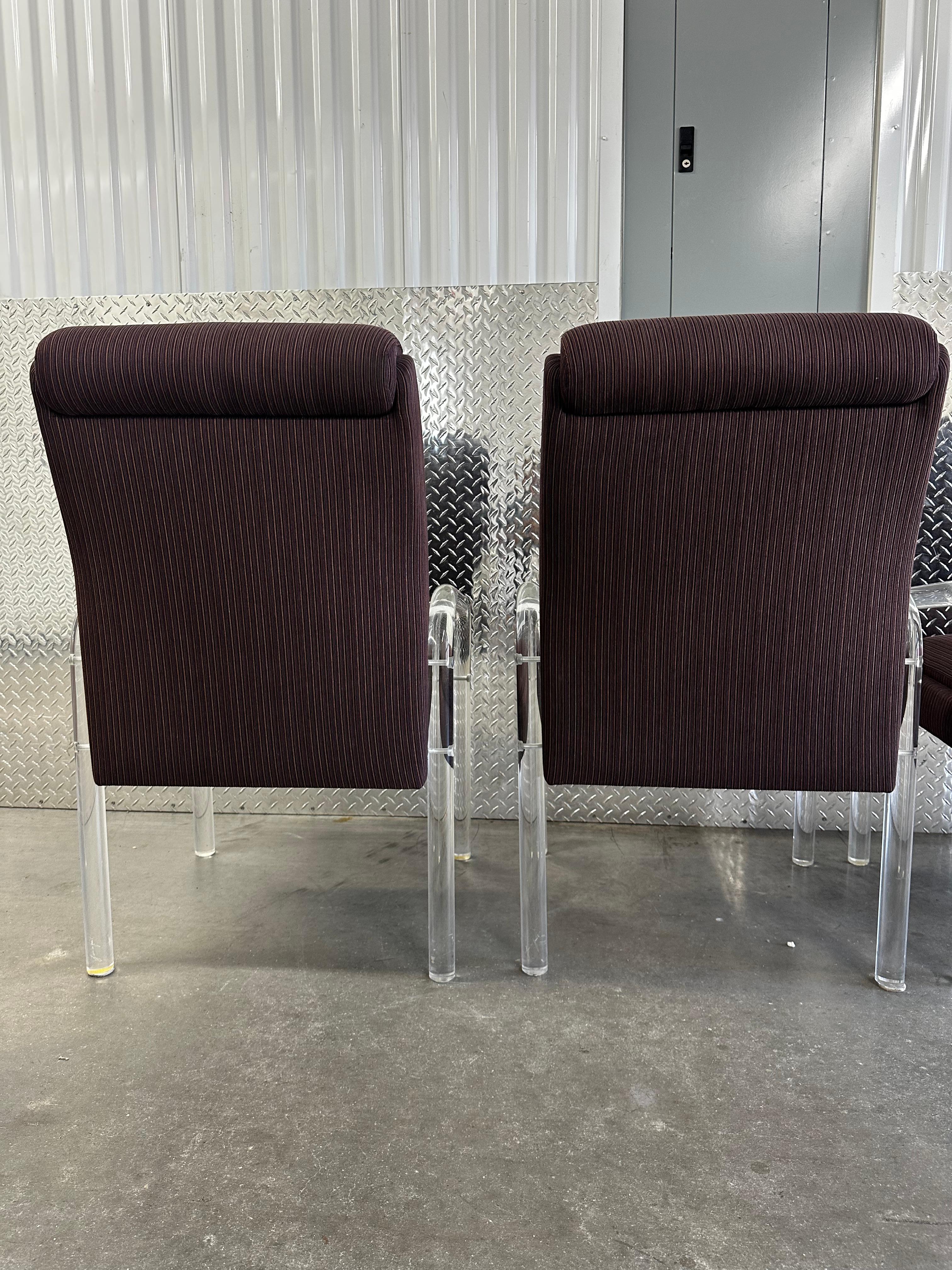 1970s Leon Rosen Pace Collection Eggplant Purple Lucite Dining Chairs Set of 4 For Sale 2