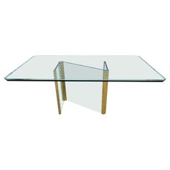 1970's Leon Rosen Pace Collection Glass & Brass Dining Table