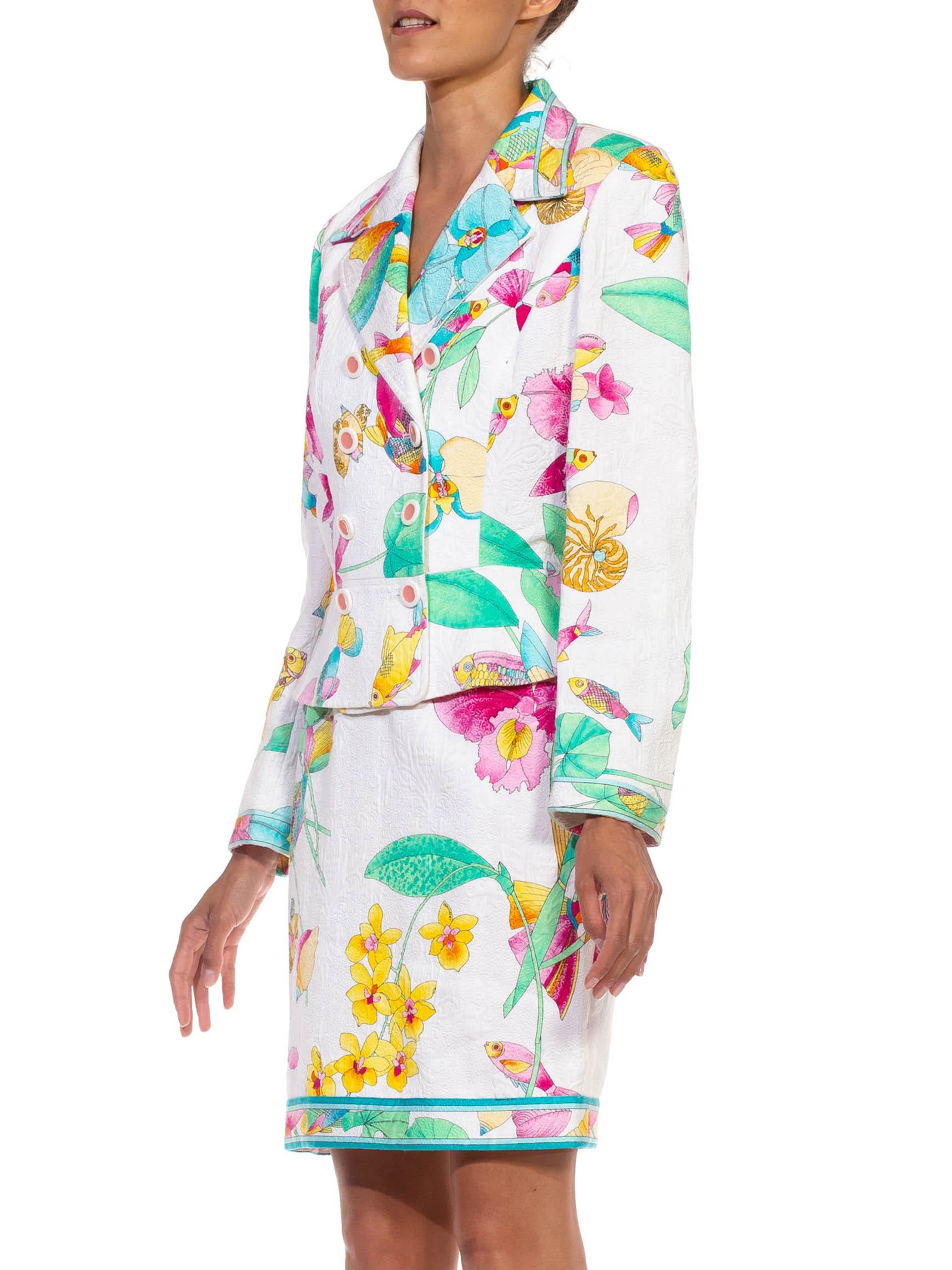 1970S LEONARD Multi  & Pastels Silk Skirt Suit 2