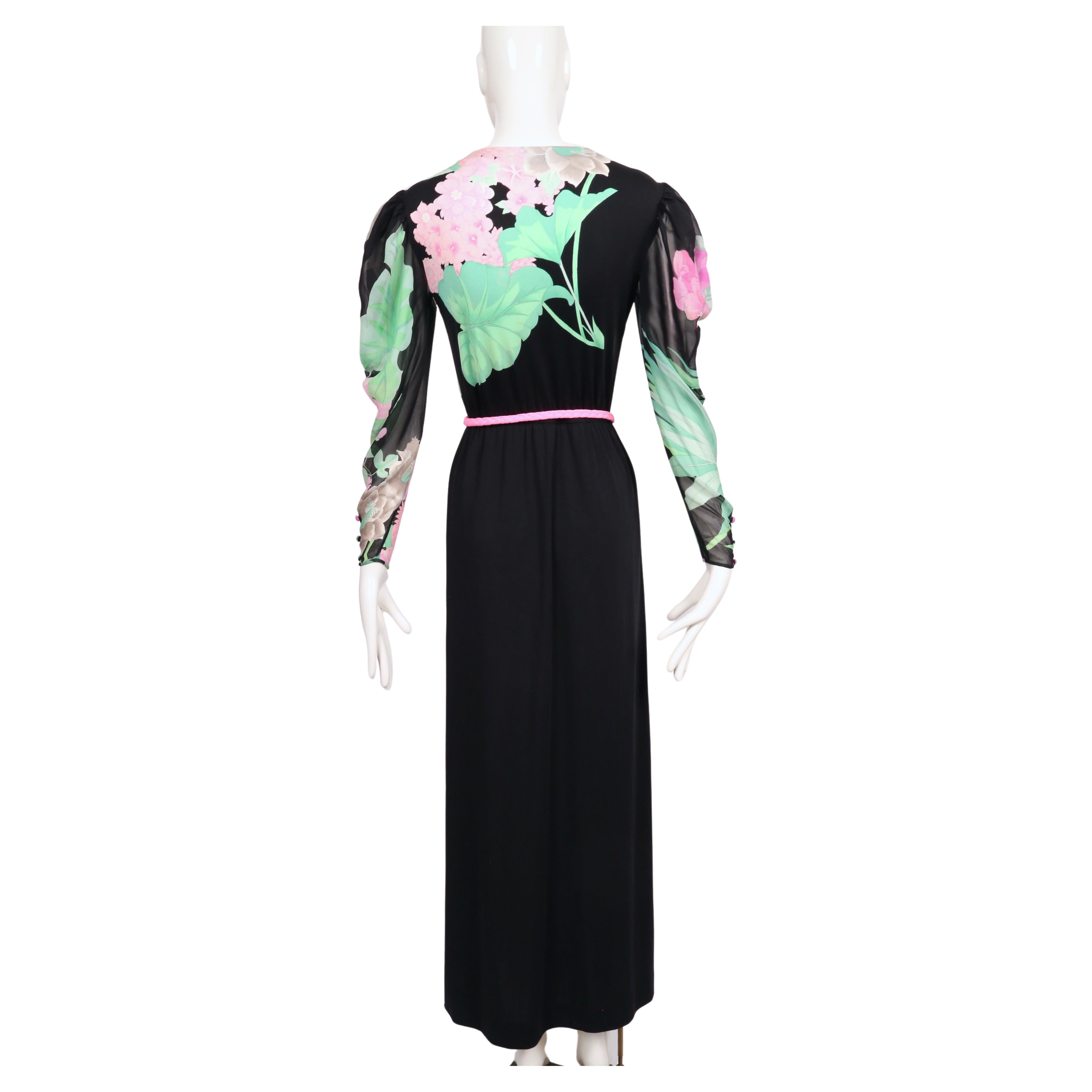 1970's LEONARD of Paris floral printed silk jersey dress For Sale 4