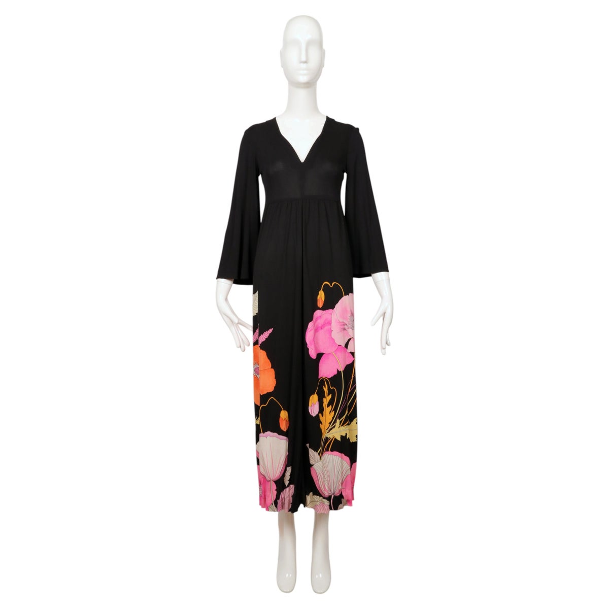 1970's LEONARD of Paris floral printed silk jersey dress