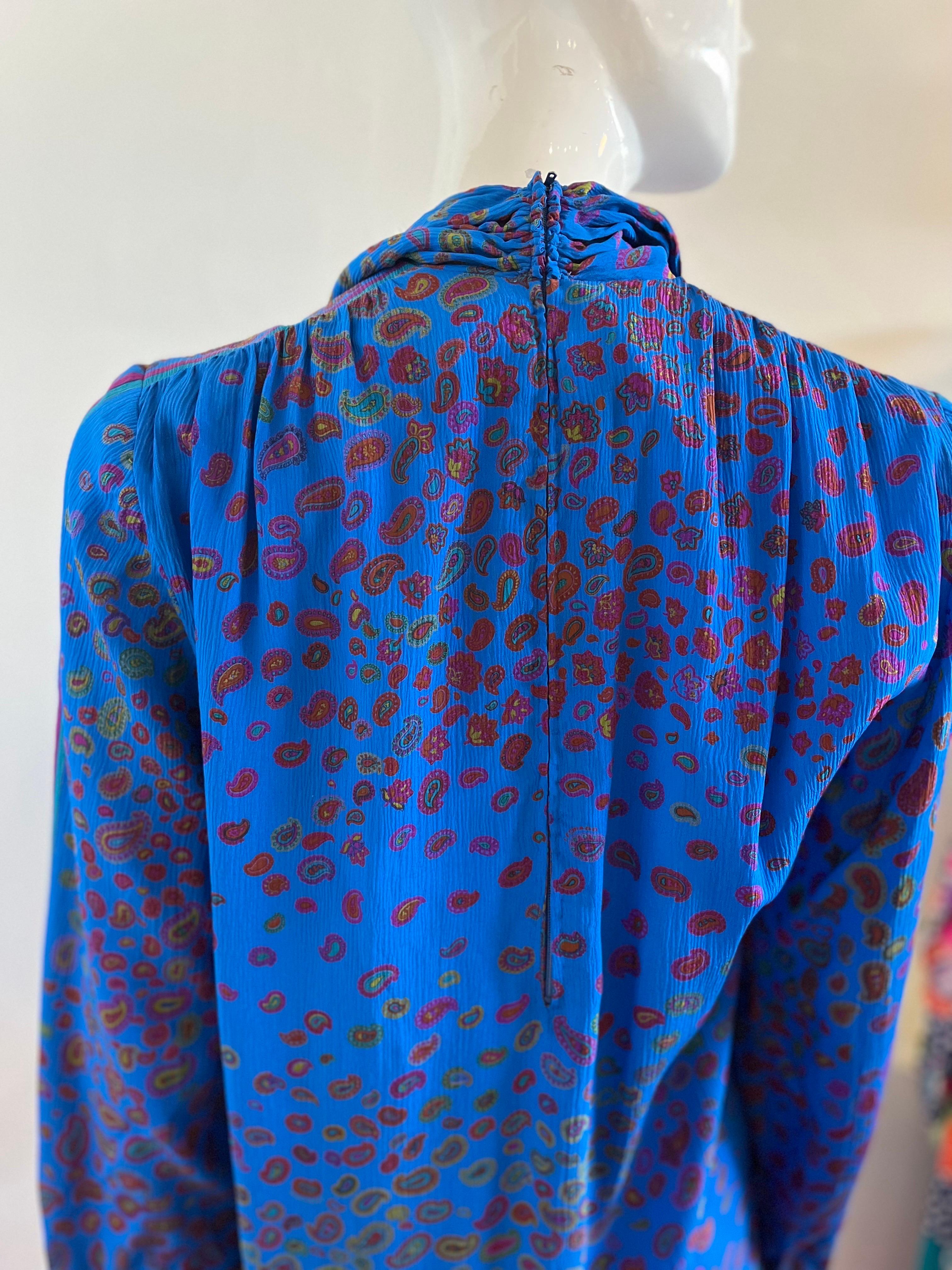 Women's 1970s Leonard Paris Paisley Silk Dress For Sale