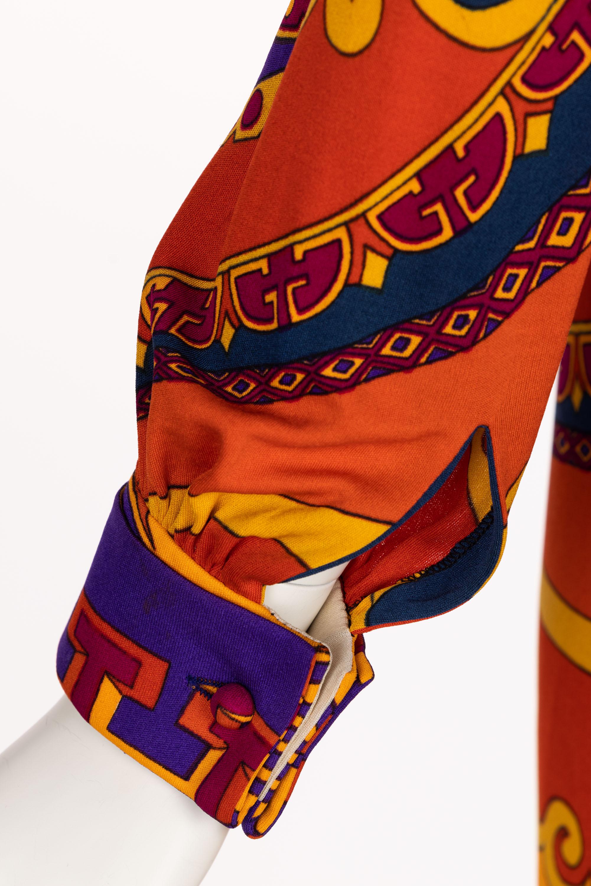 Leonard Paris - Robe courte tunique à ceinture en jersey de soie imprimé, années 1970 en vente 4