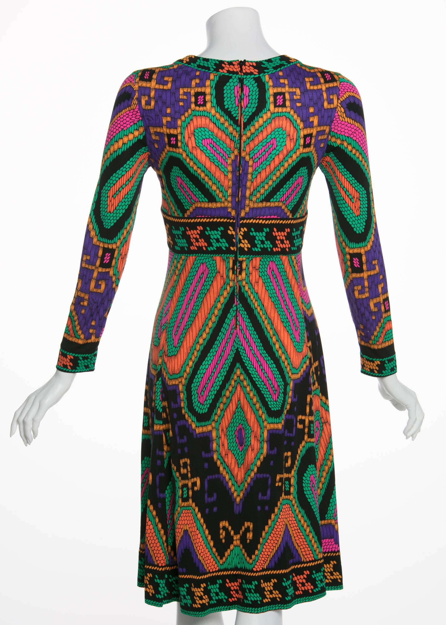 Women's Leonard Paris Silk Jersey Print Dress Documented 1970s 