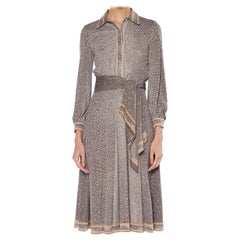 1970S LEONARD Style Dove Grey Printed Silk Jersey Dress 1970S LEONARD Style Dove Grey Printed Silk Jersey Dress