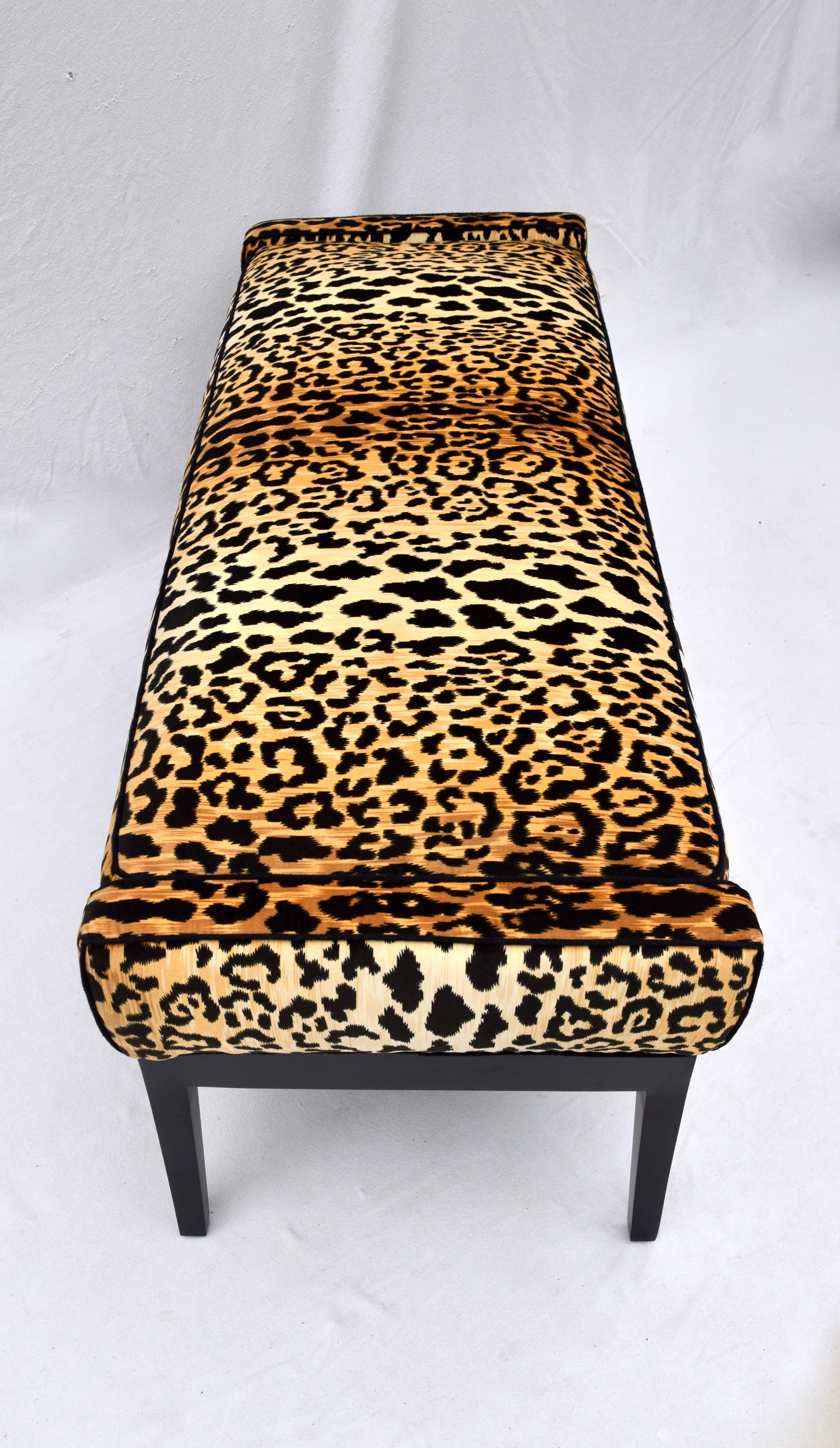 1970s  Edward Wormley for Dunbar Bench in Leopard Velvet 1