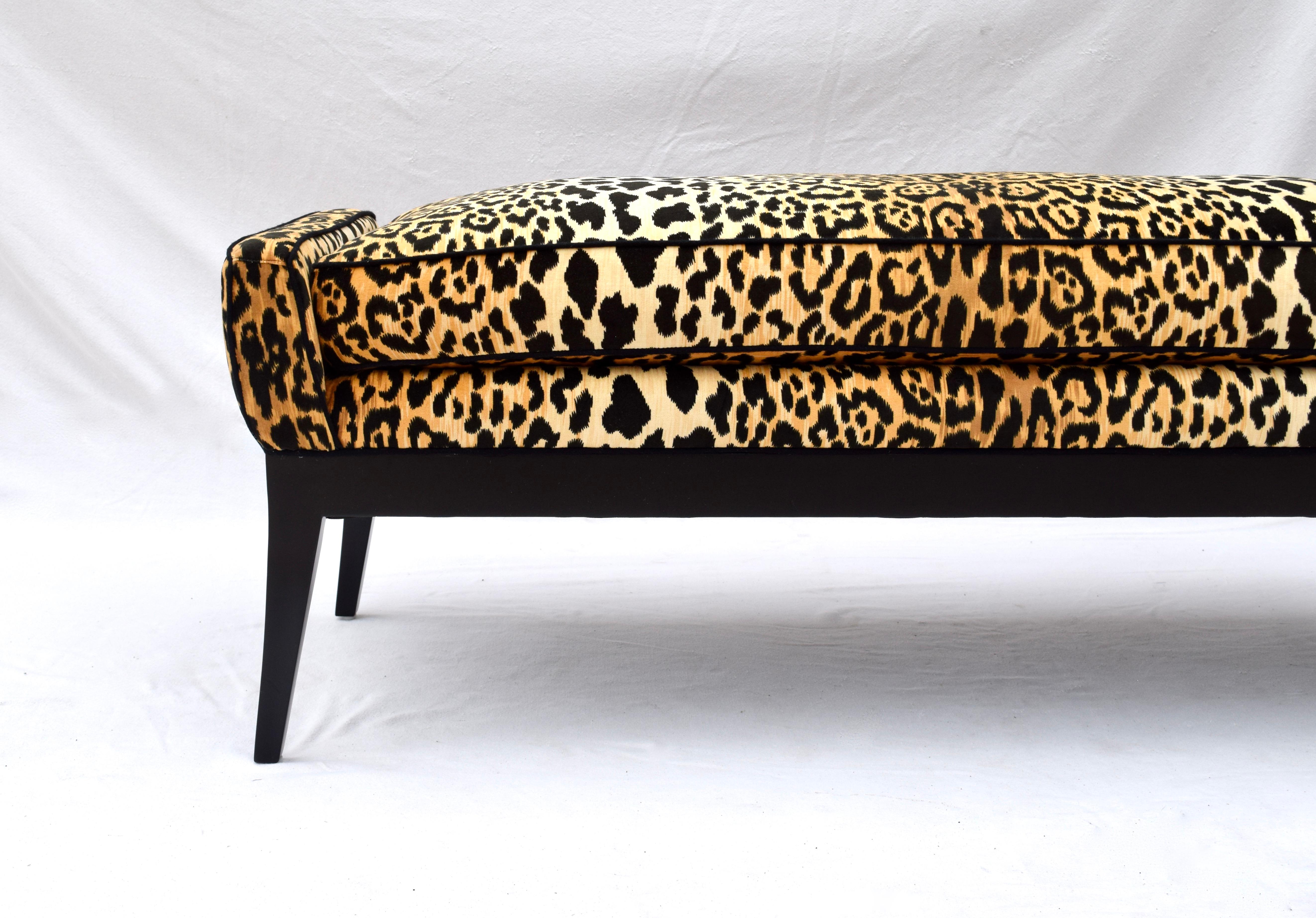 1970s  Edward Wormley for Dunbar Bench in Leopard Velvet 3