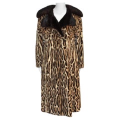 1970s STENCILED Leopard pattern Mink Coat with dark Mink Collar