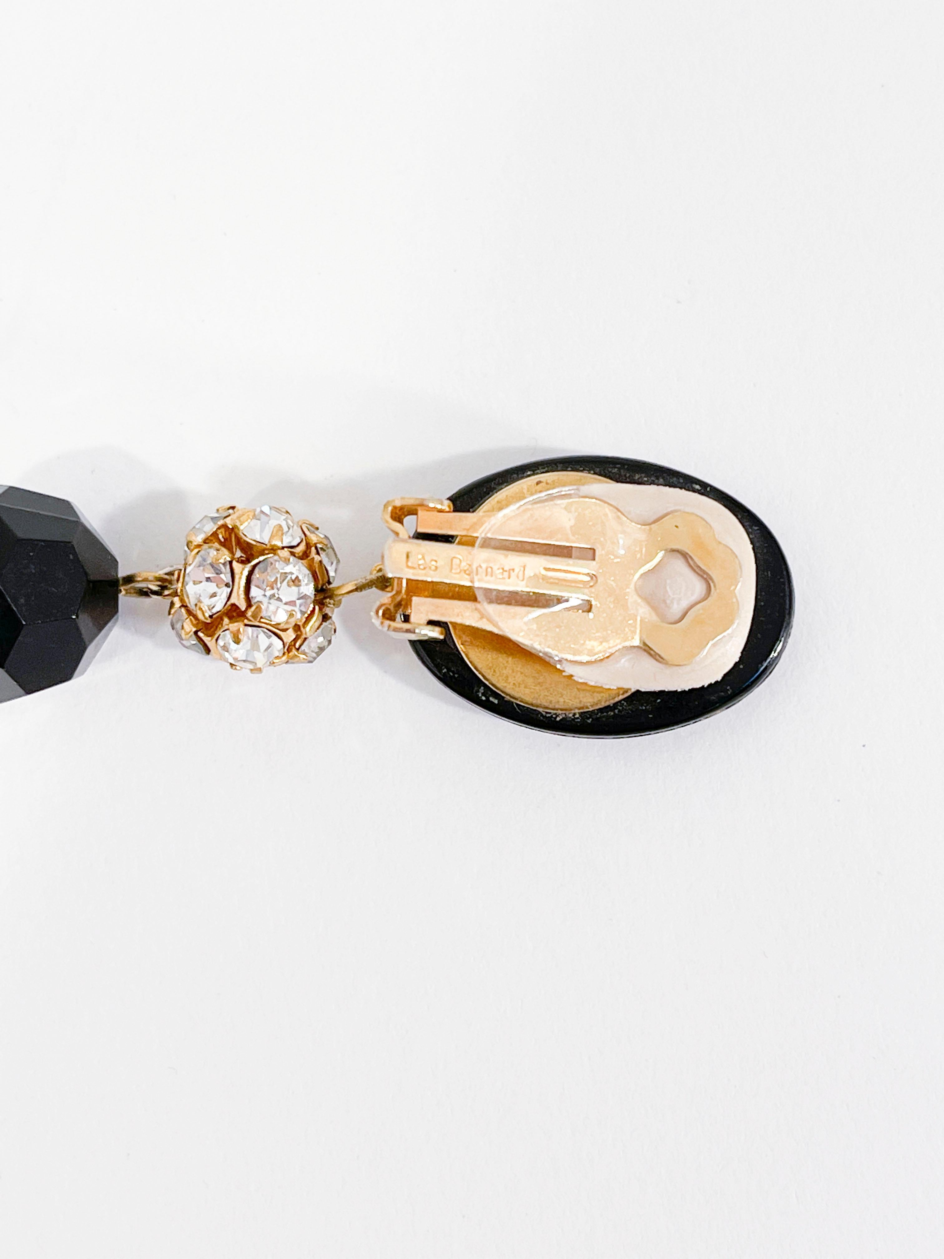 1970s Les Bernard Black Lucite Drop Clip-on Earrings In Good Condition In San Francisco, CA
