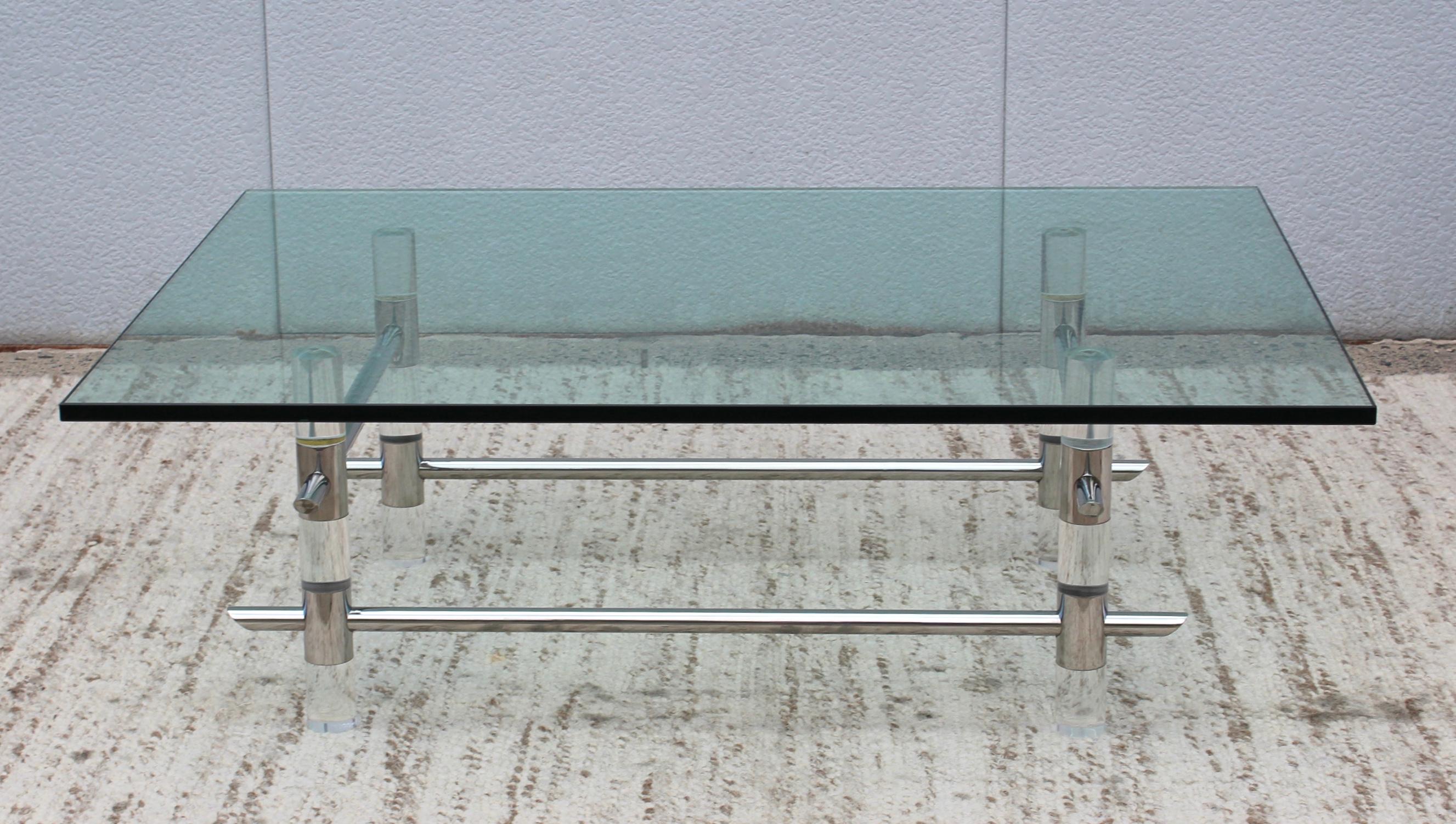 American 1970s Les Prismatiques Lucite and Chrome Coffee Table