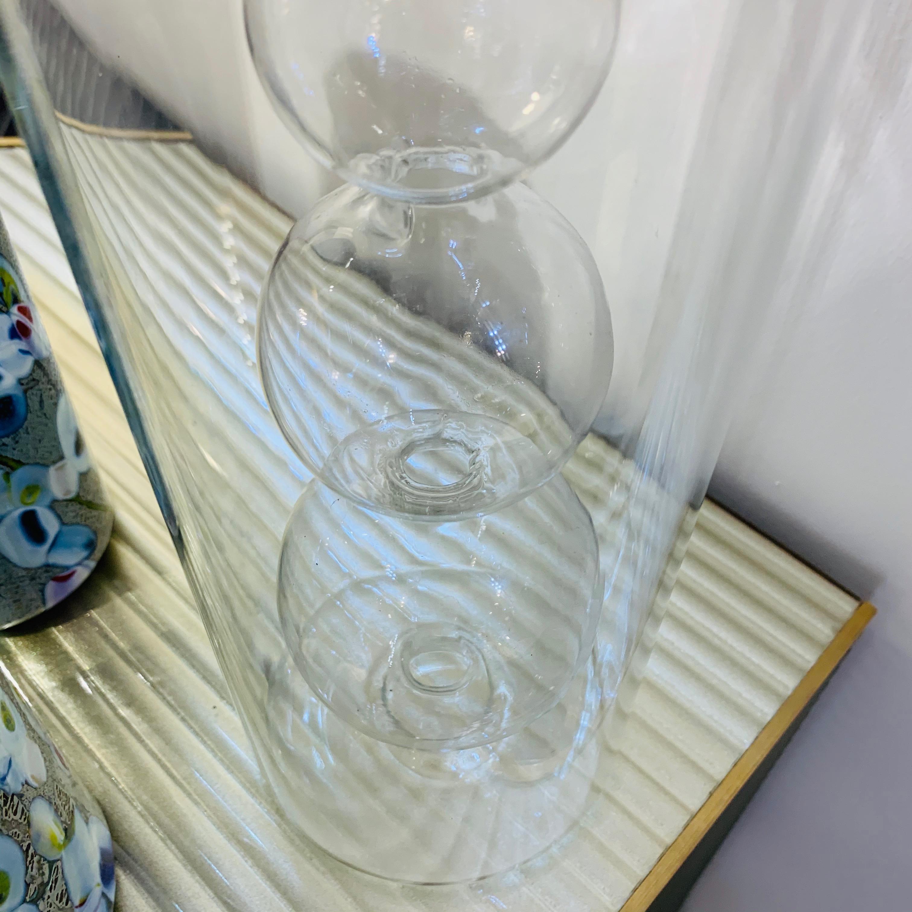 Hand-Crafted 1970s Leucos Italian Design Crystal Clear Murano Glass Candleholder or Vase For Sale