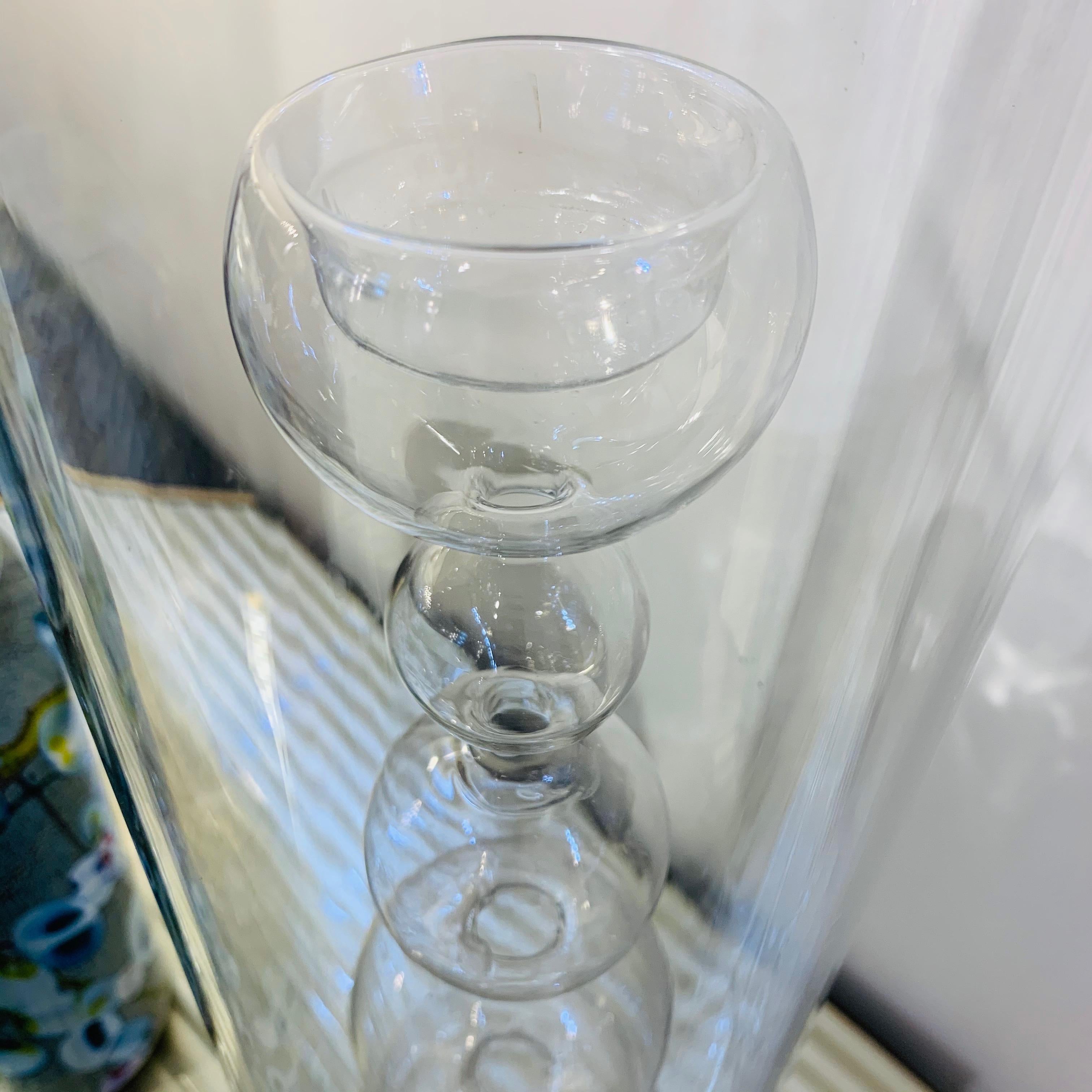 1970s Leucos Italian Design Crystal Clear Murano Glass Candleholder or Vase In Excellent Condition For Sale In New York, NY