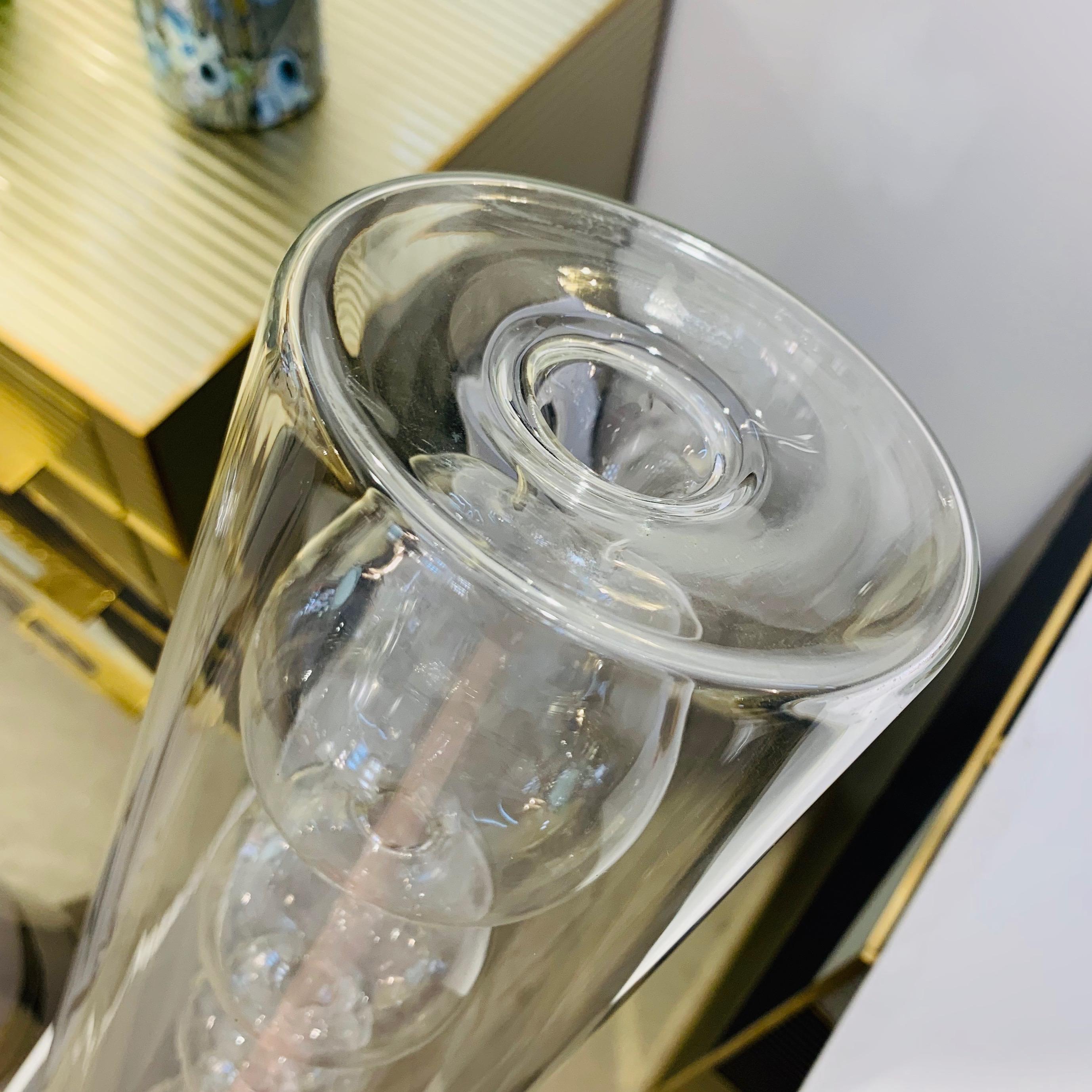 Fin du 20e siècle Vase ou chandelier en verre de Murano transparent et cristallin de conception italienne Leucos des années 1970 en vente