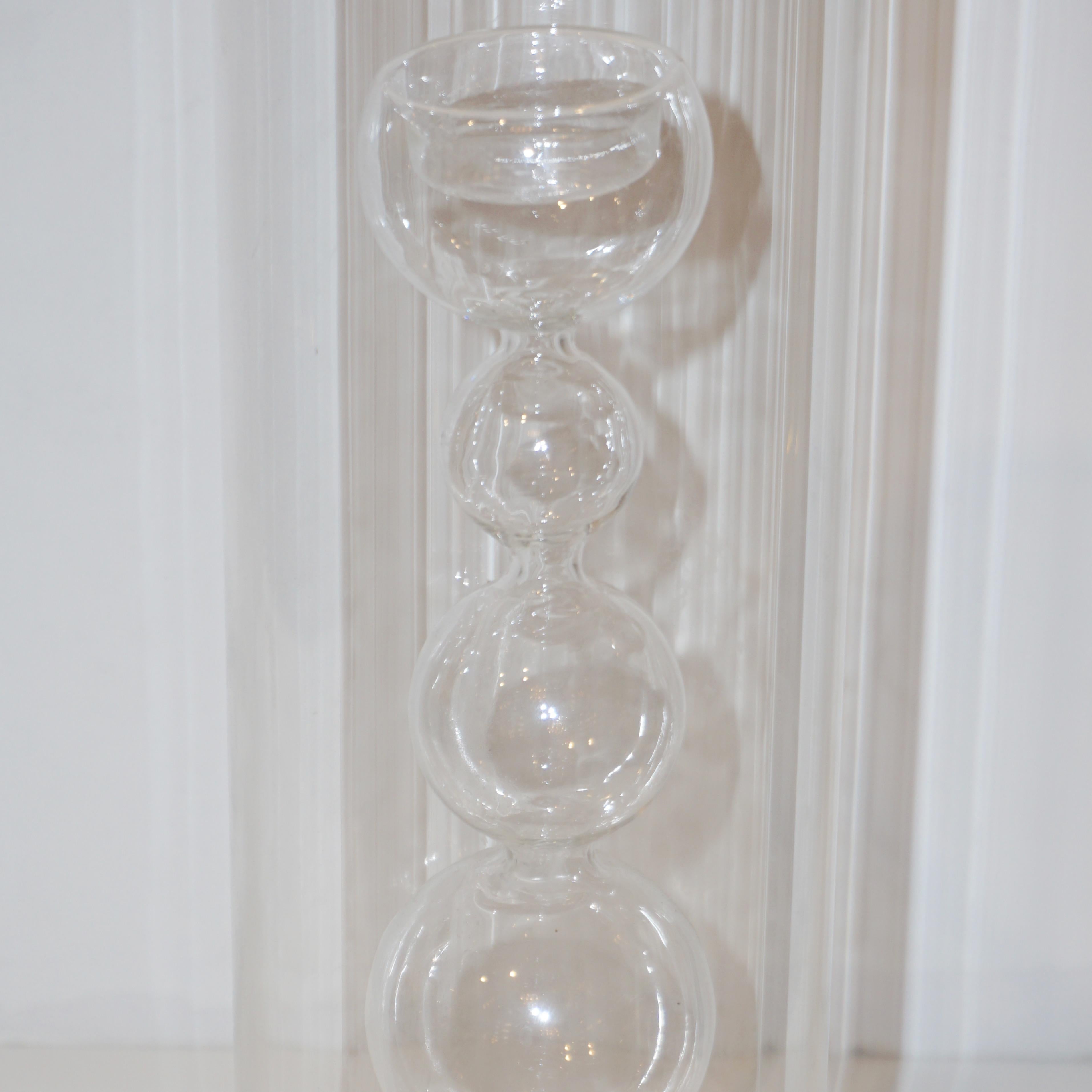 Blown Glass 1970s Leucos Italian Design Crystal Clear Murano Glass Candleholder or Vase For Sale