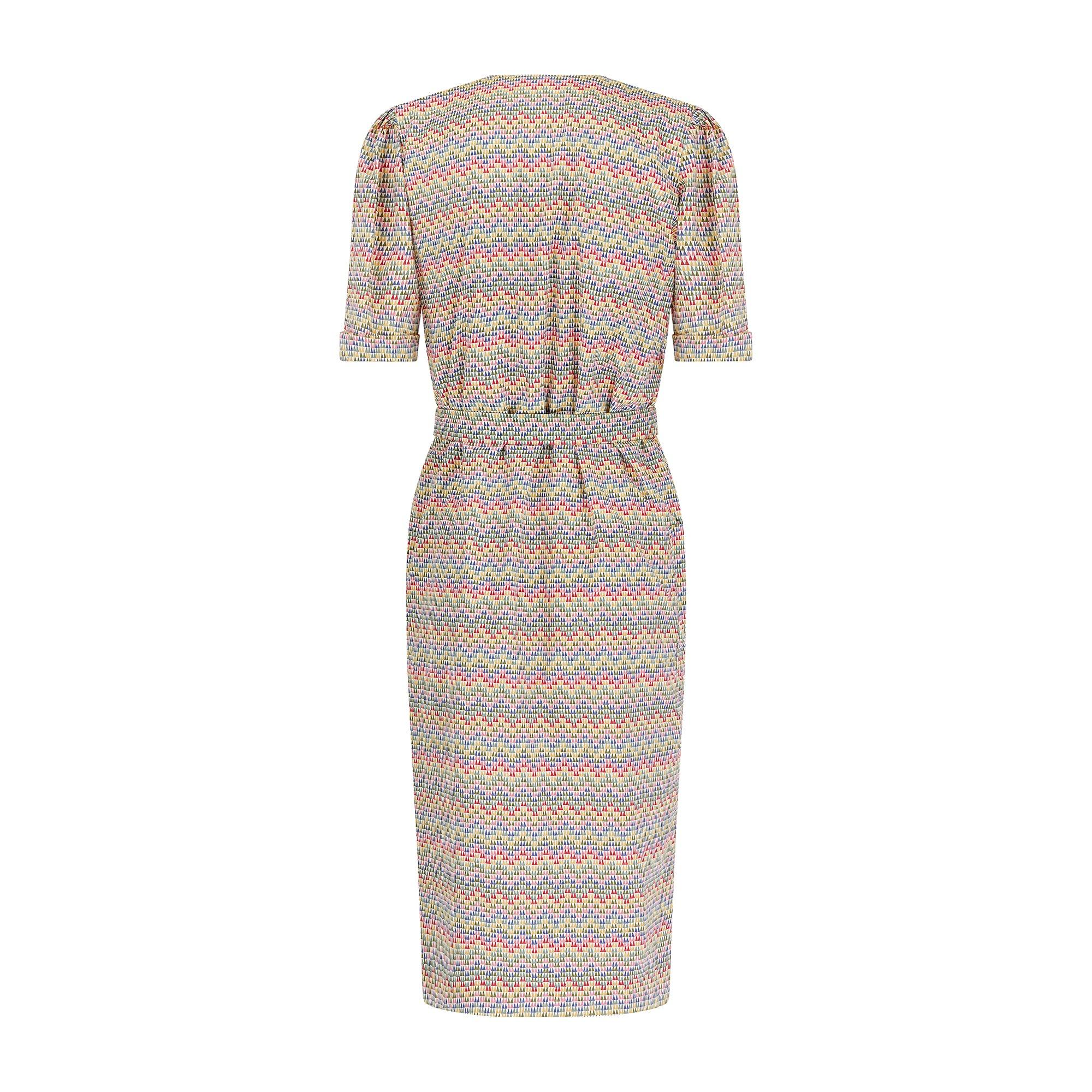 Beige 1970s Liberty Art Deco Style Shirt Dress with Diamond Buckle For Sale