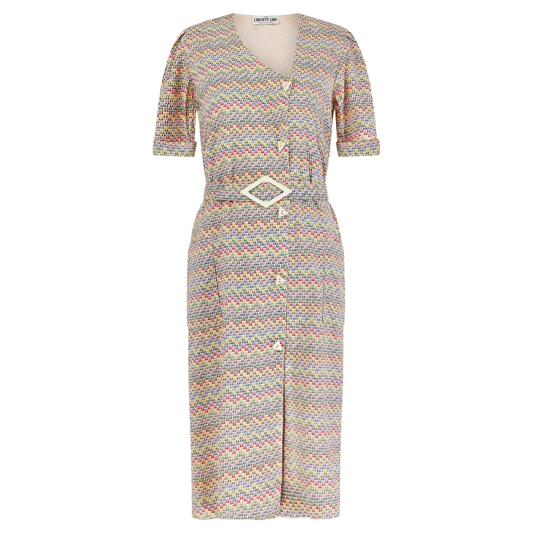 1970s Liberty Art Deco Style Shirt Dress with Diamond Buckle For Sale