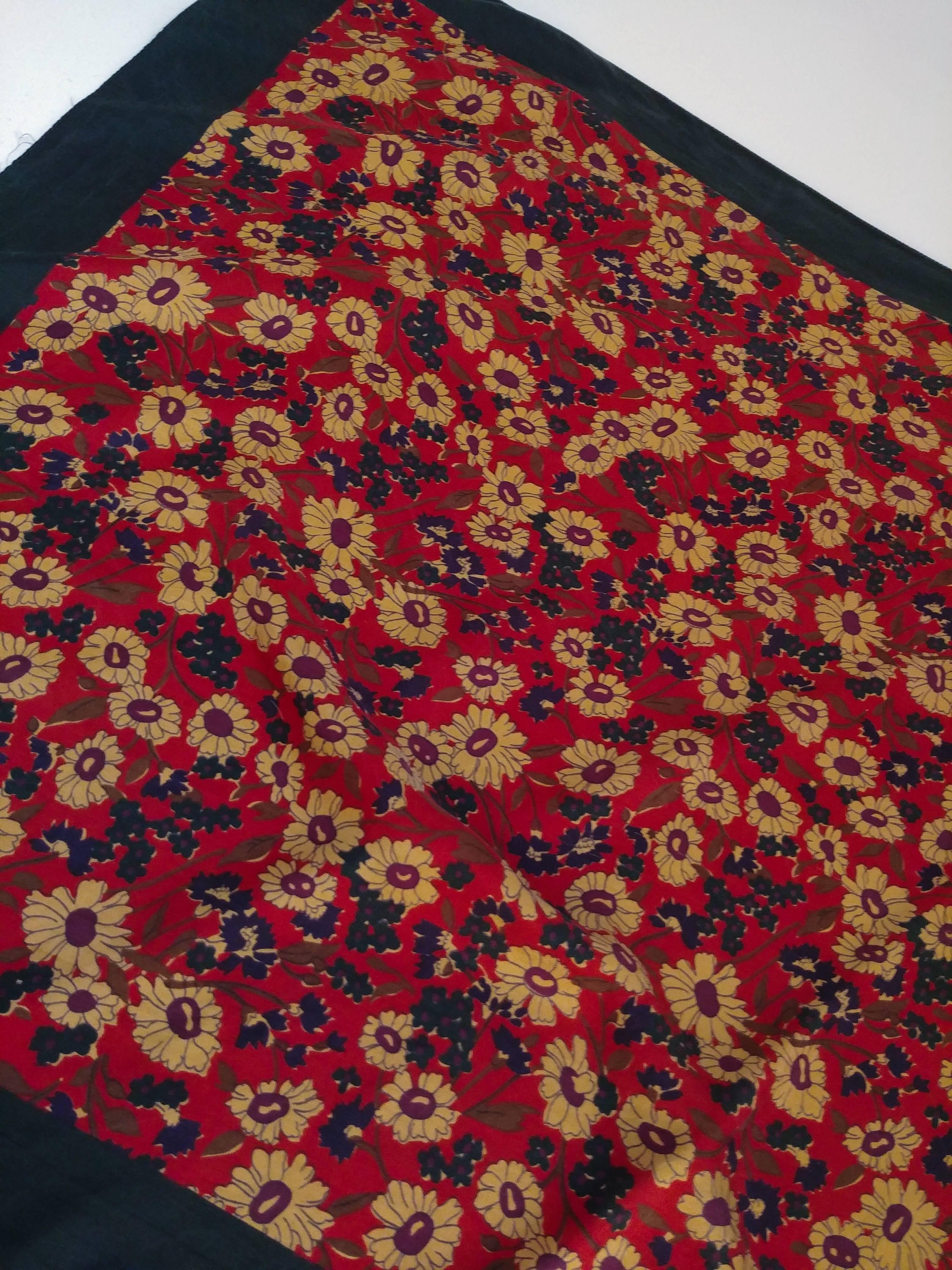 Brown 1970s Liberty of London Floral Scarf For Sale