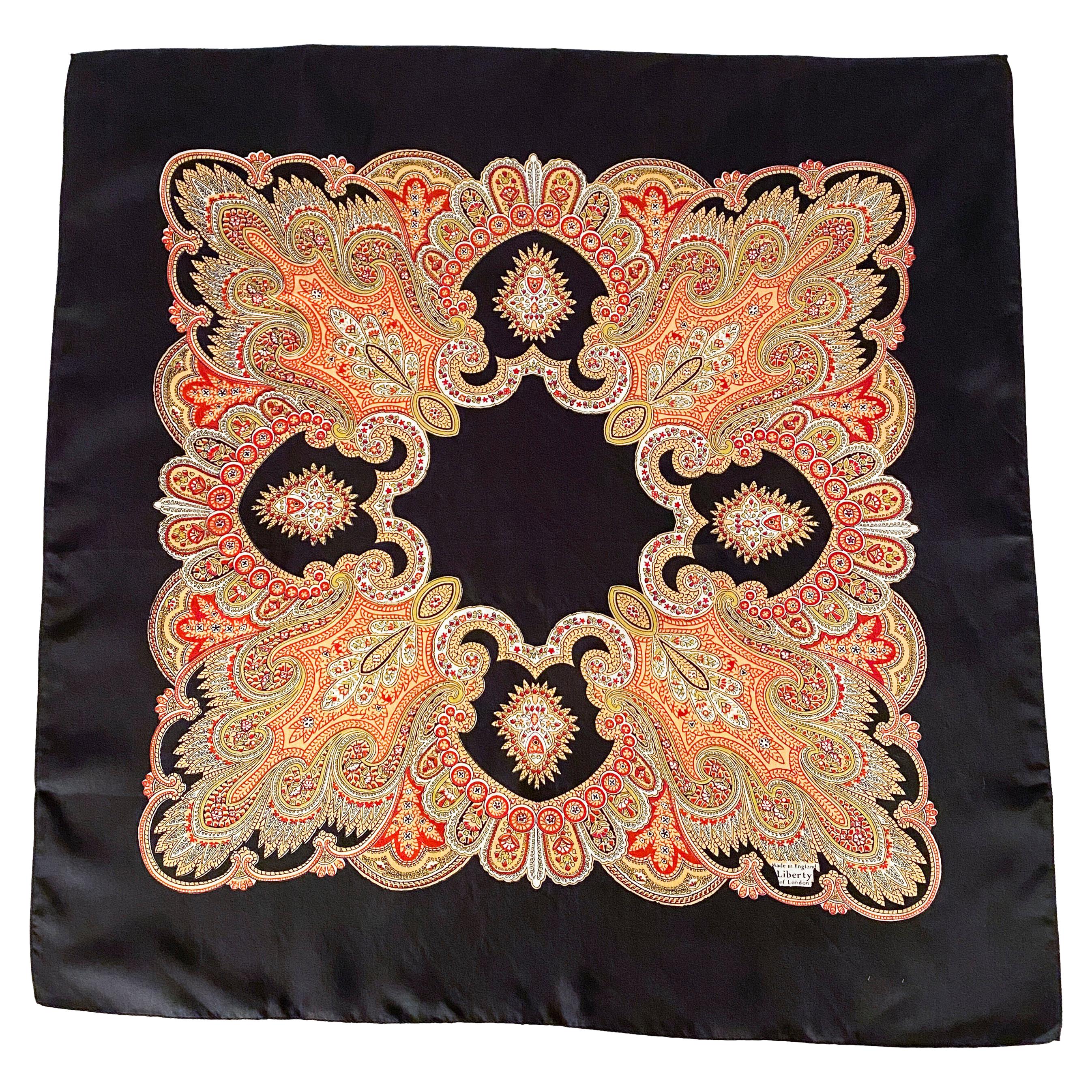1970s Liberty of London Silk Printed Paisley Scarf For Sale